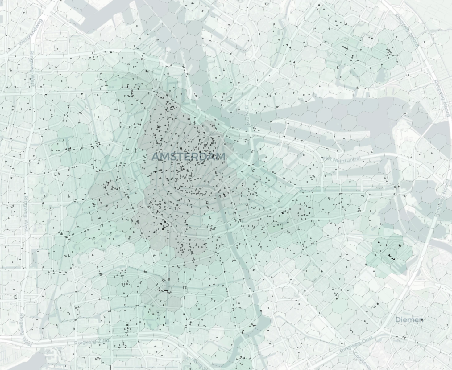 Amsterdam Cafes & Culture heatmap -- neighborhood scores