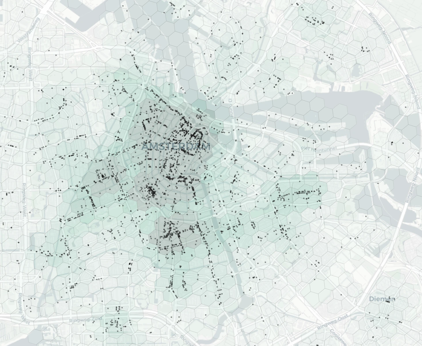 Amsterdam Dining heatmap -- neighborhood scores
