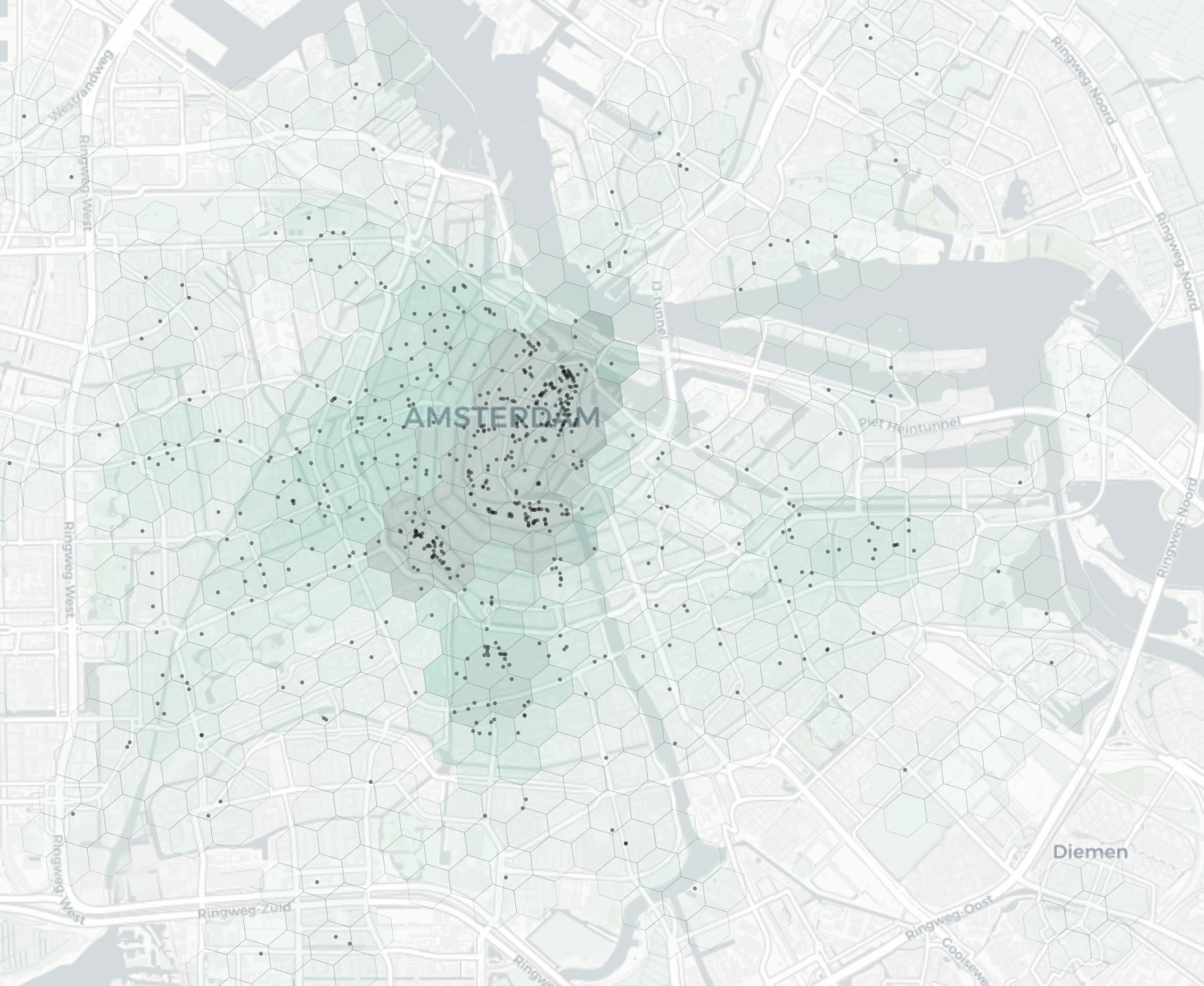 Amsterdam Nightlife heatmap -- neighborhood scores