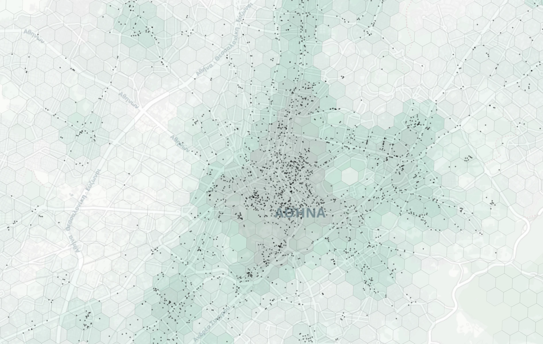 Athens Cafes & Culture heatmap -- neighborhood scores