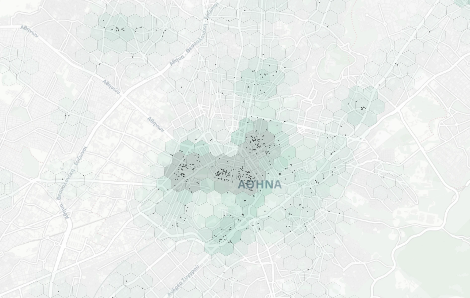 Athens Nightlife heatmap -- neighborhood scores