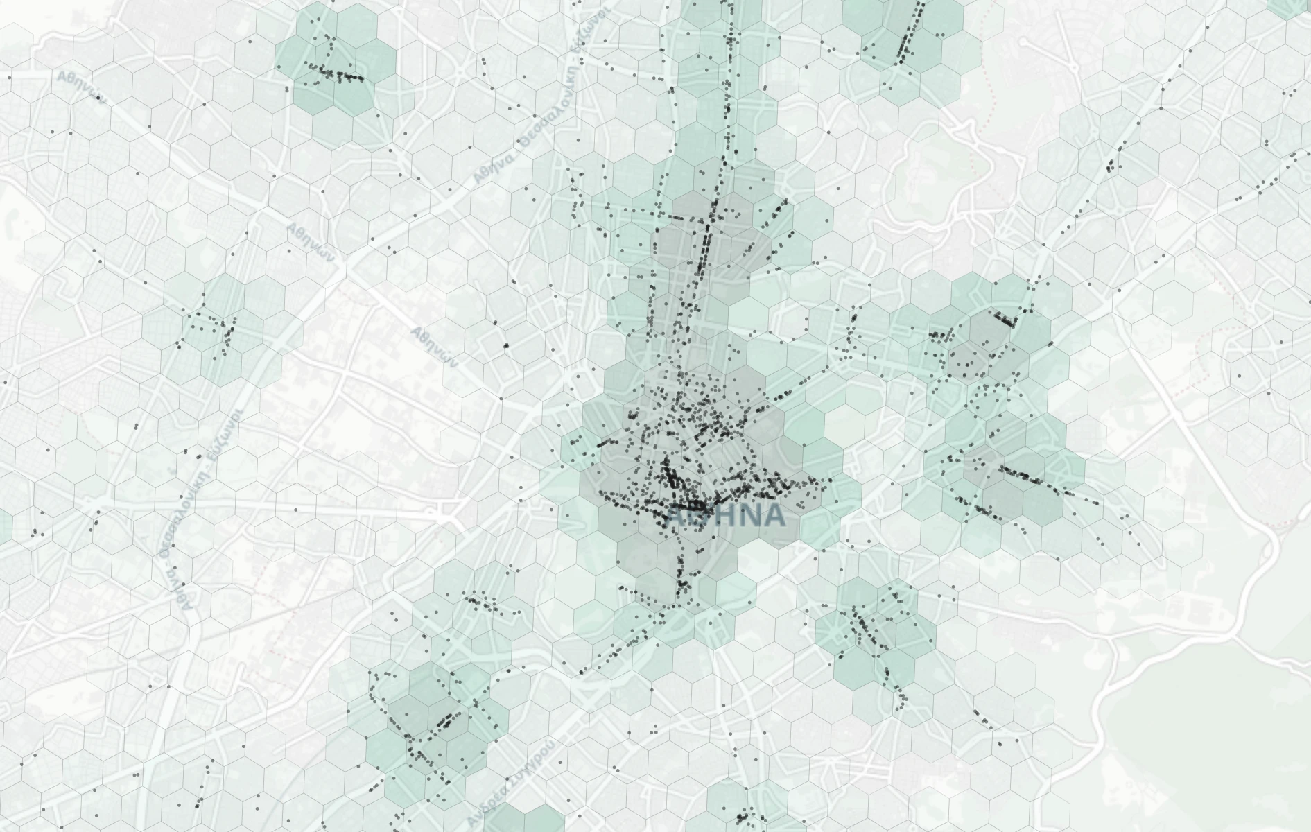Athens Shopping heatmap -- neighborhood scores