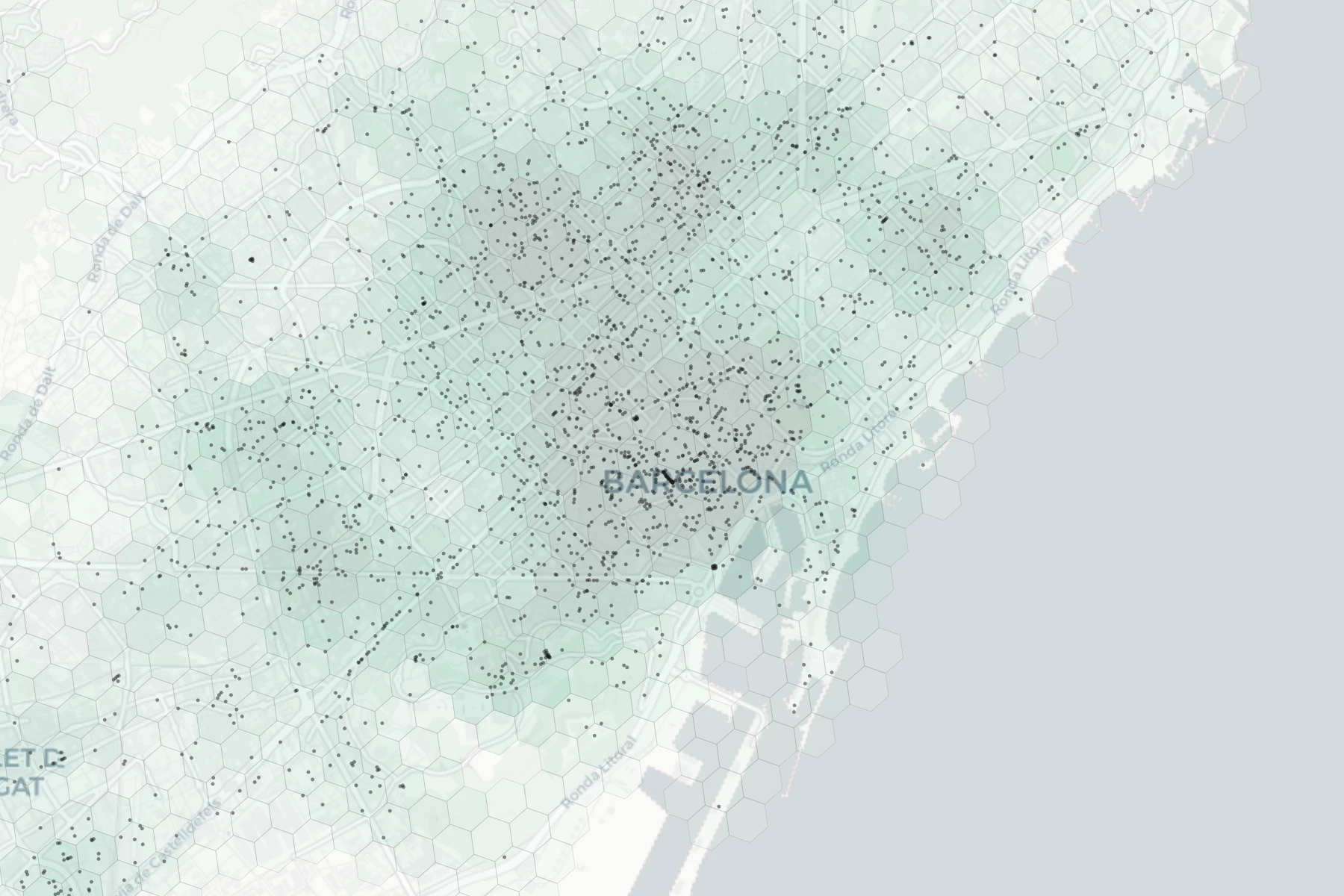 Barcelona Cafes & Culture heatmap -- neighborhood scores