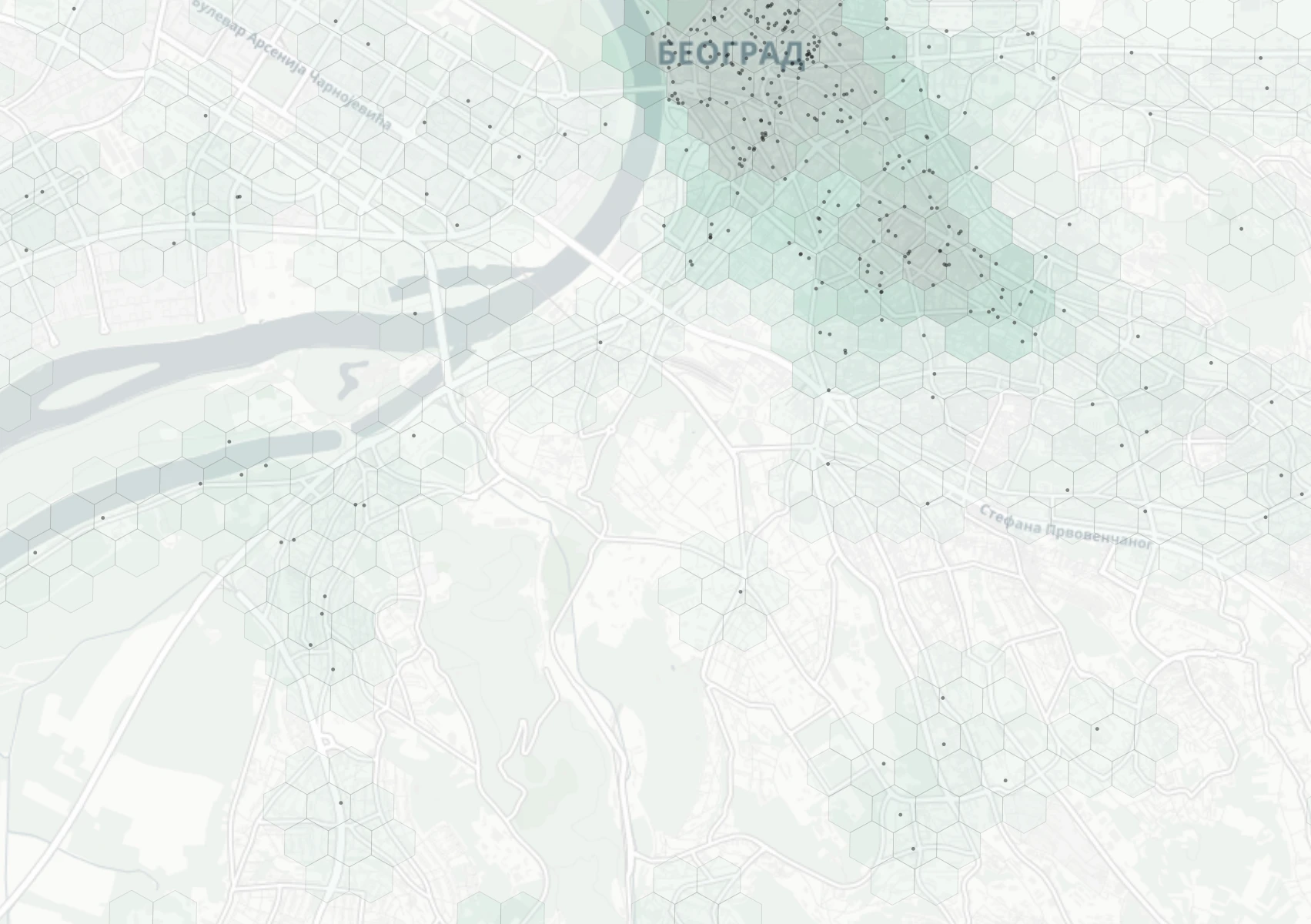 Belgrade Nightlife heatmap -- neighborhood scores