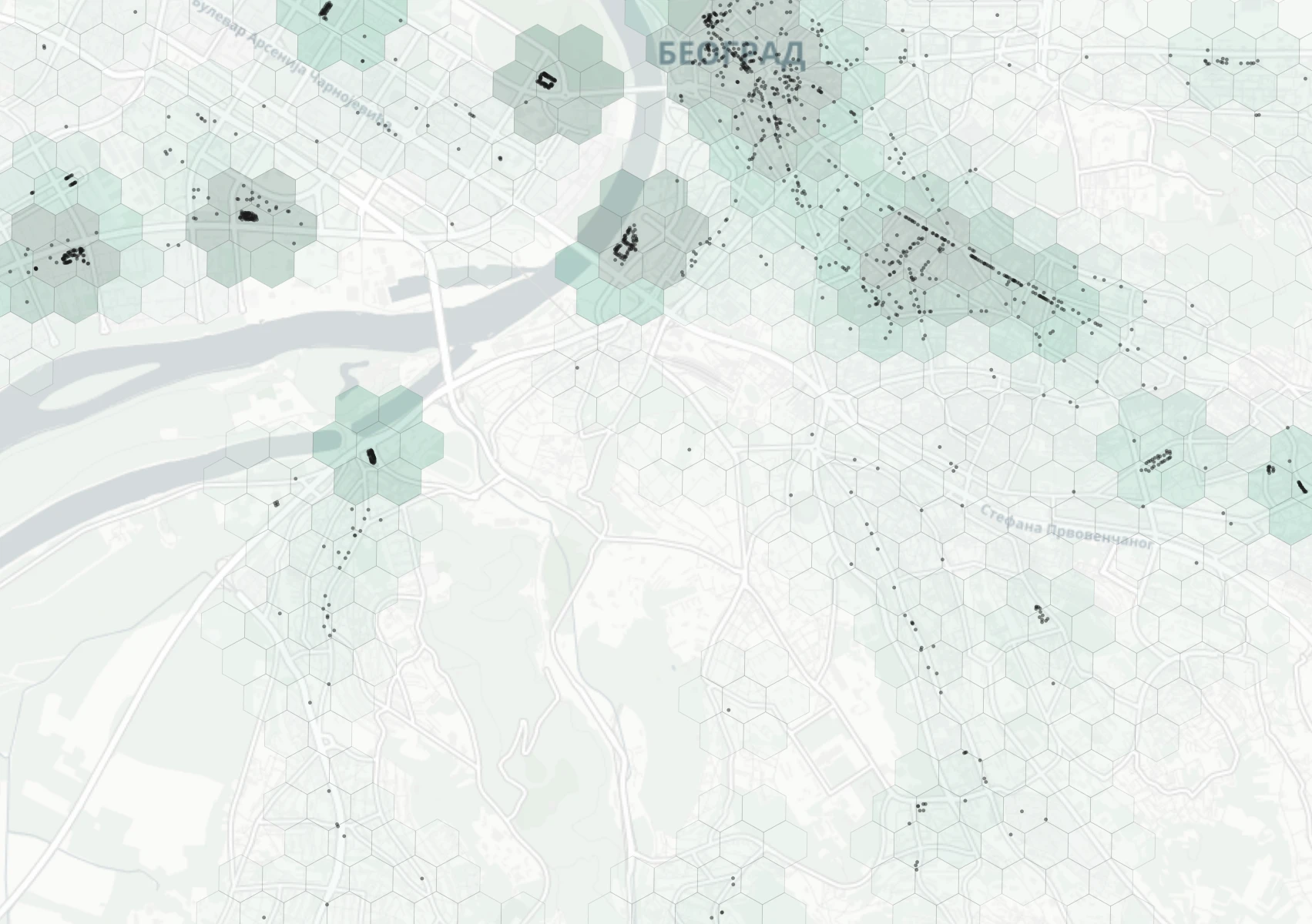 Belgrade Shopping heatmap -- neighborhood scores