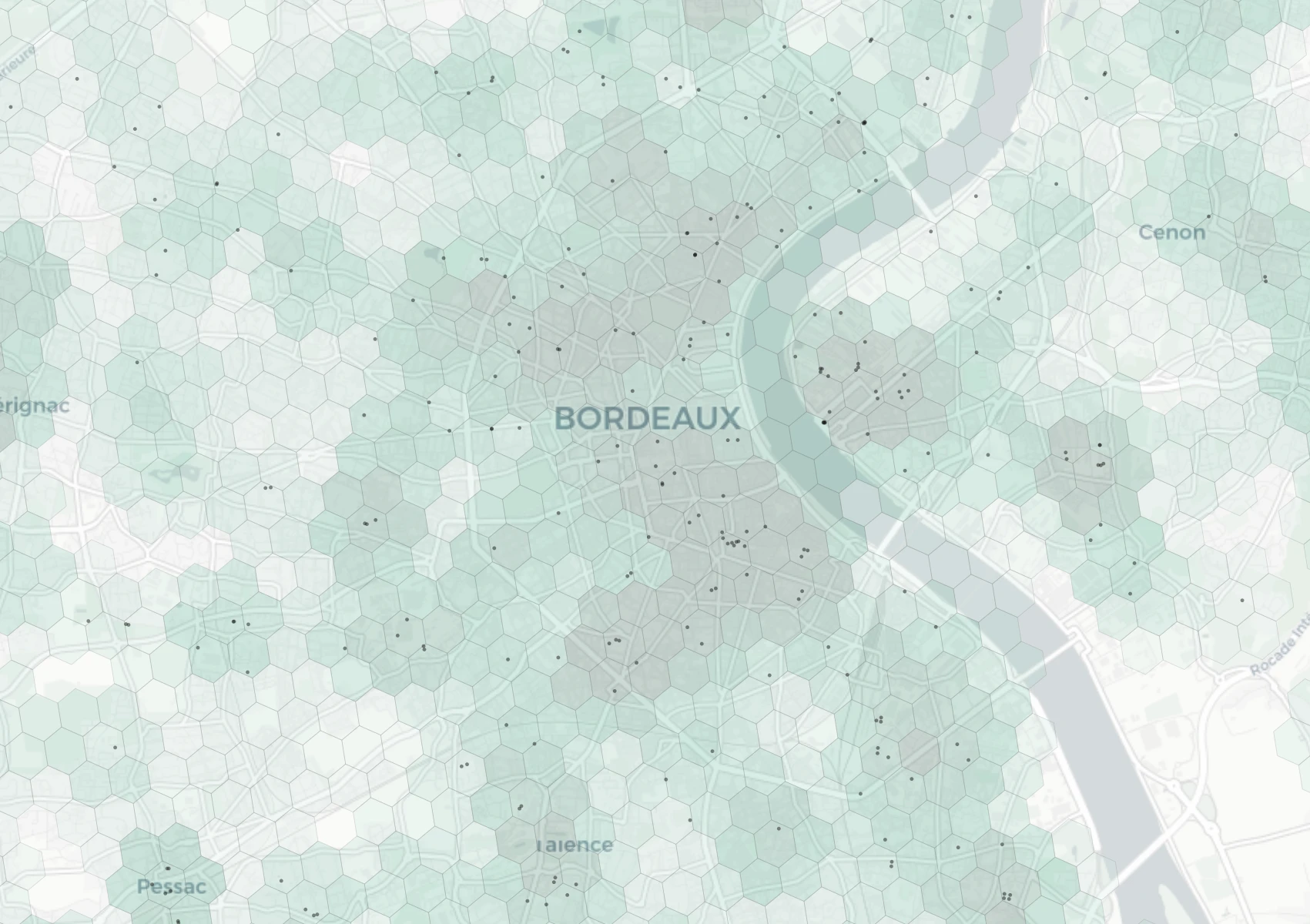 Bordeaux Family heatmap -- neighborhood scores