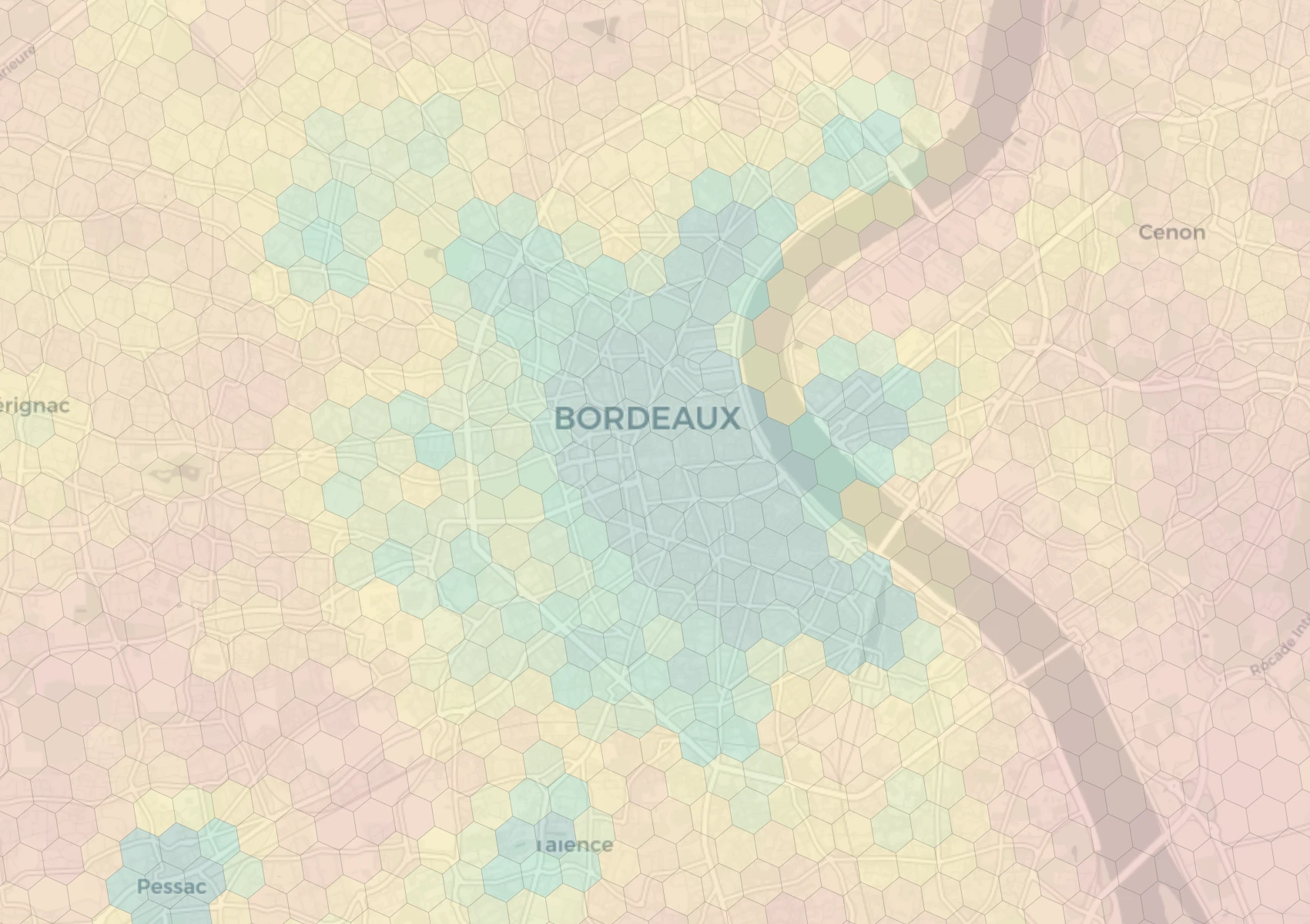Bordeaux neighborhood livability heatmap