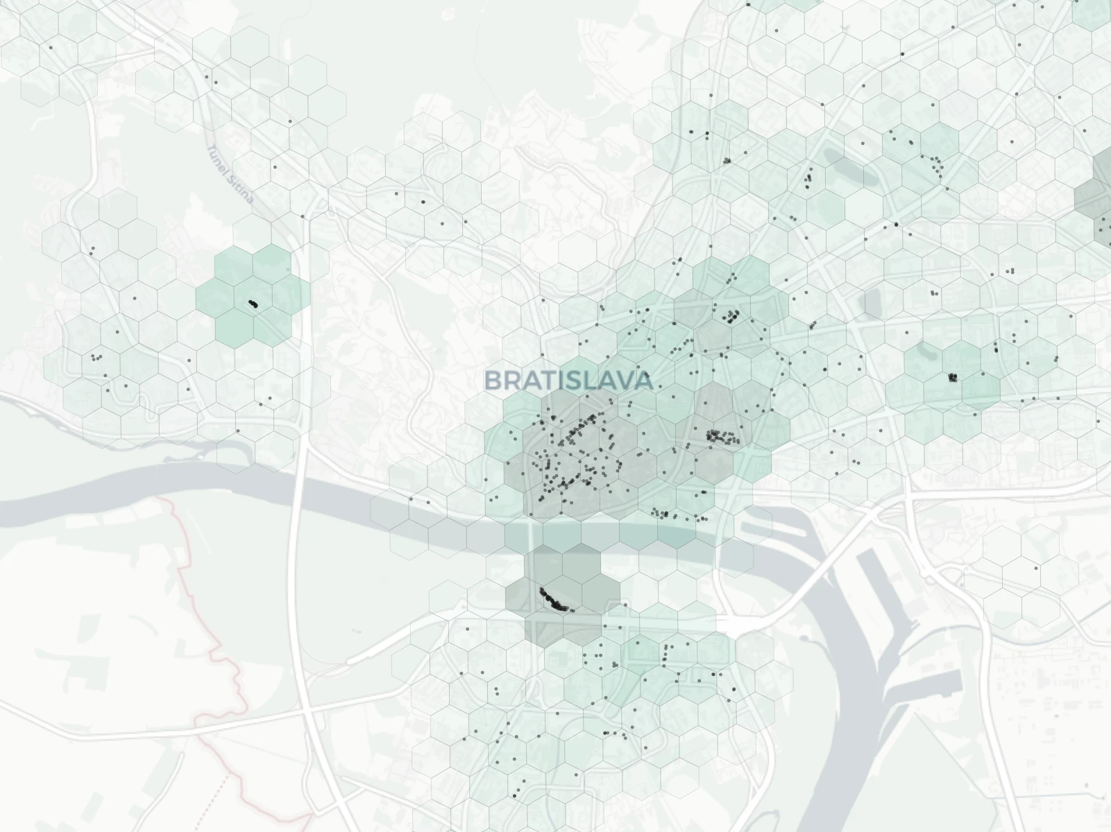 Bratislava Shopping heatmap -- neighborhood scores