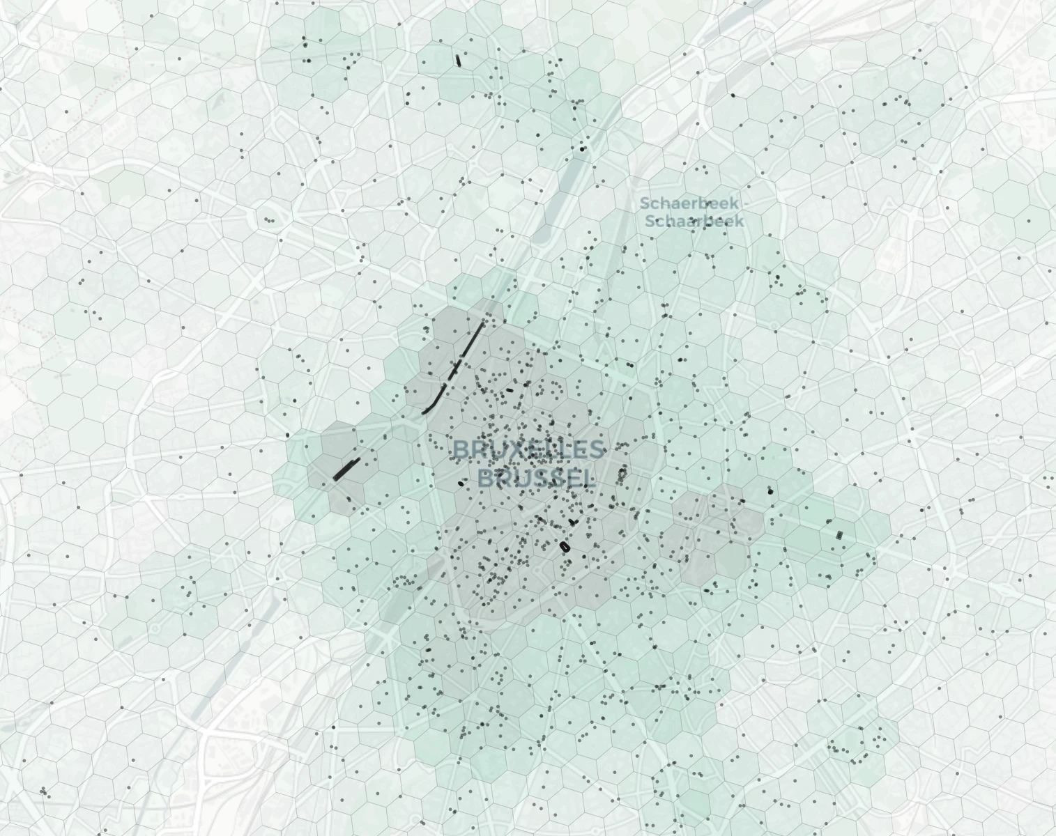 Brussels Cafes & Culture heatmap -- neighborhood scores