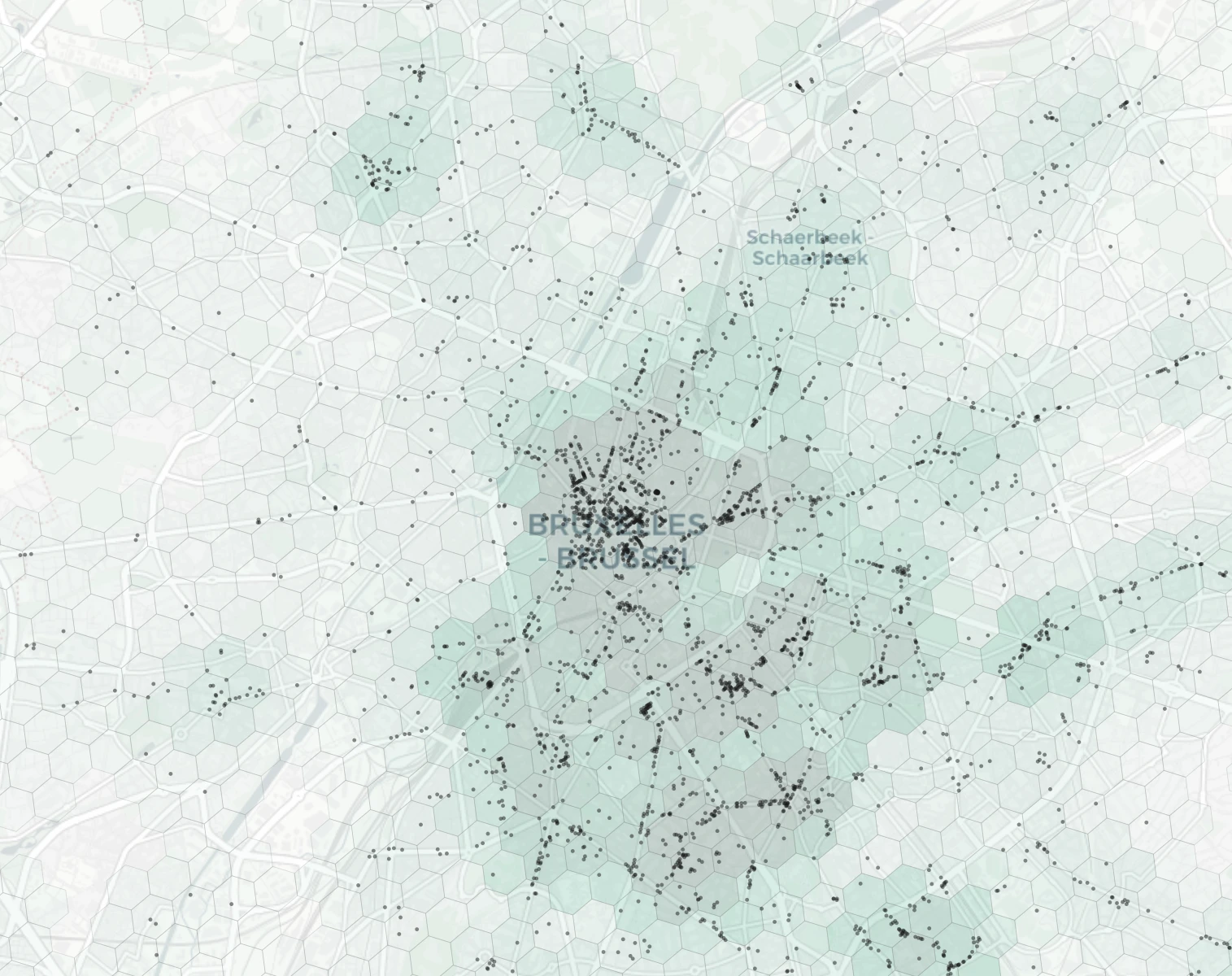 Brussels Dining heatmap -- neighborhood scores