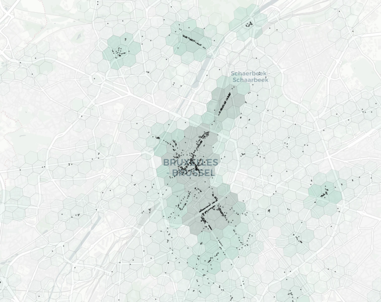 Brussels Shopping heatmap -- neighborhood scores
