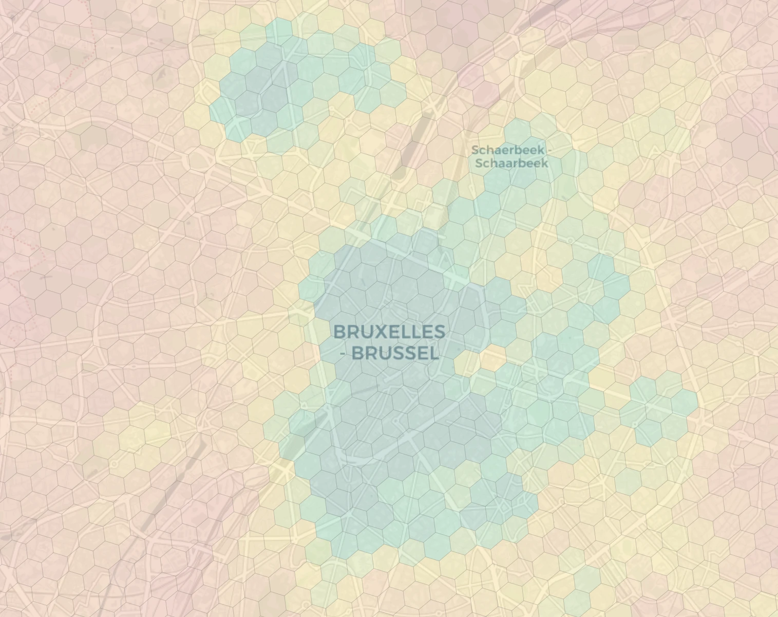 Brussels neighborhood livability heatmap