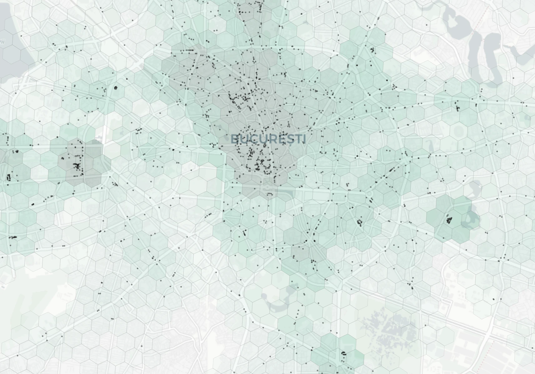 Bucharest Dining heatmap -- neighborhood scores