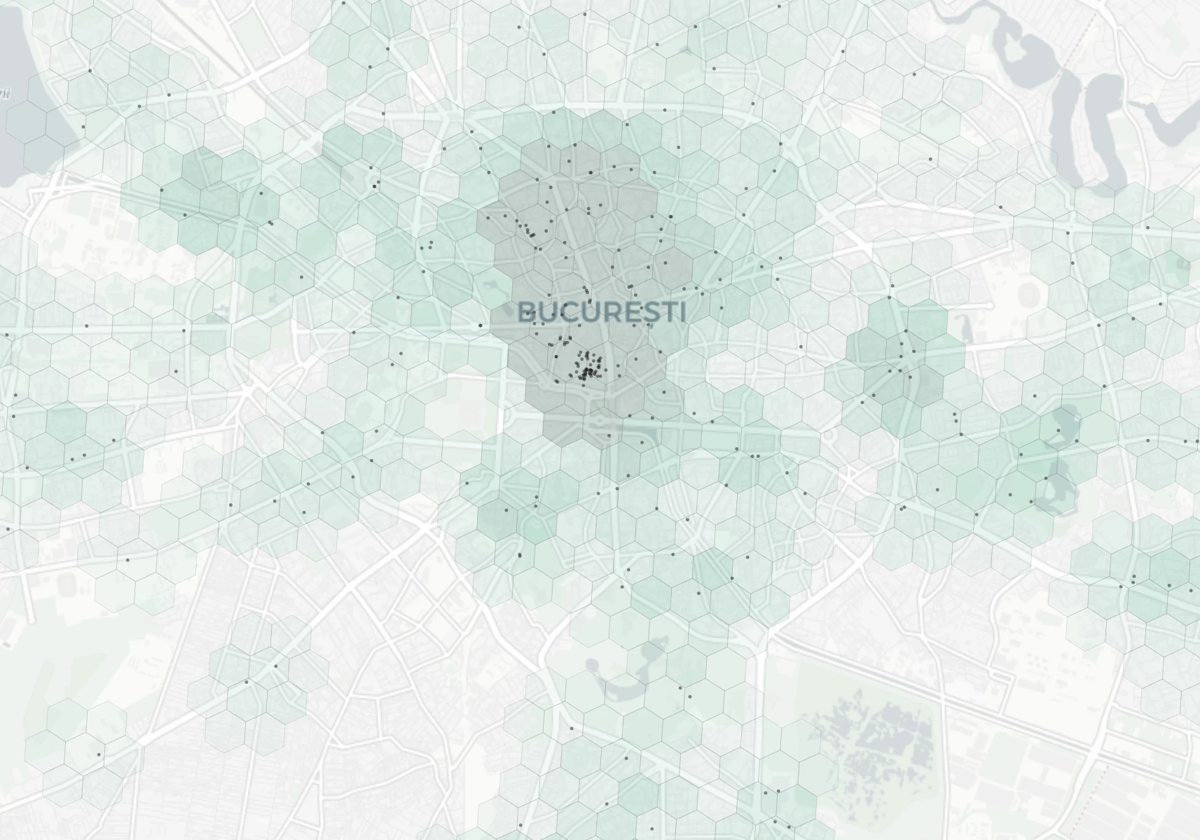 Bucharest Nightlife heatmap -- neighborhood scores
