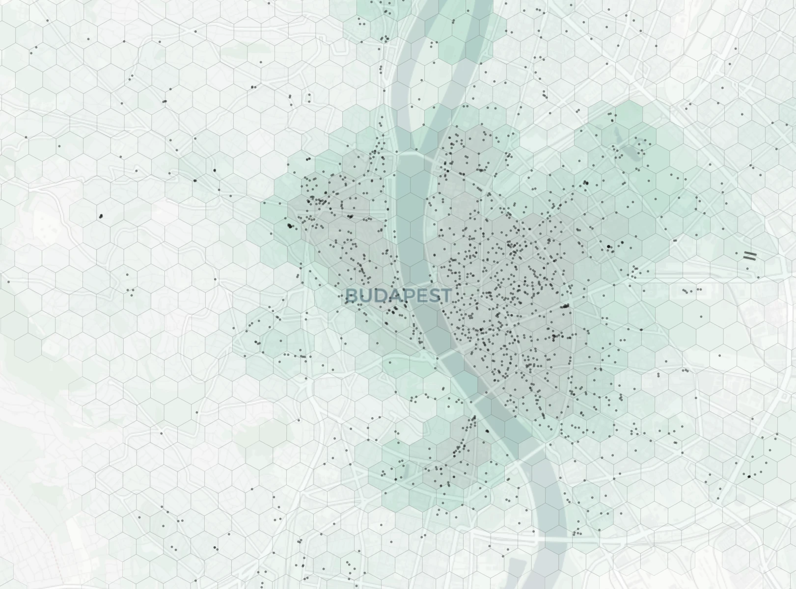 Budapest Cafes & Culture heatmap -- neighborhood scores
