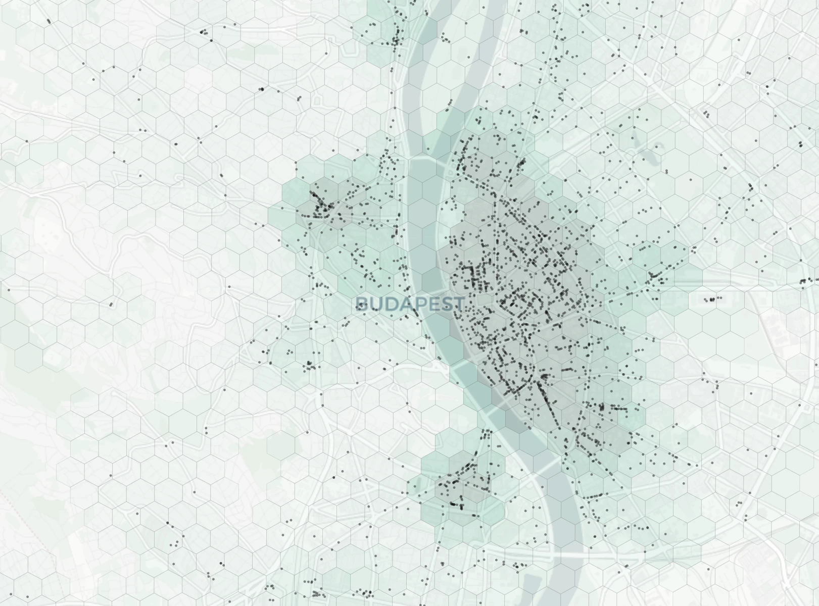 Budapest Dining heatmap -- neighborhood scores