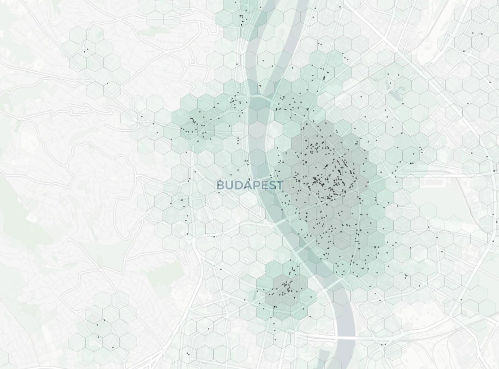 Budapest Nightlife heatmap -- neighborhood scores