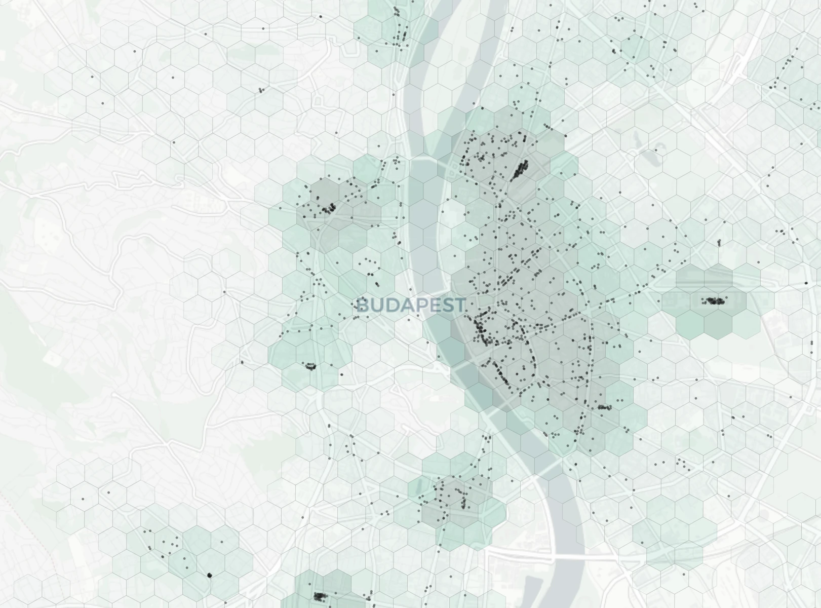 Budapest Shopping heatmap -- neighborhood scores