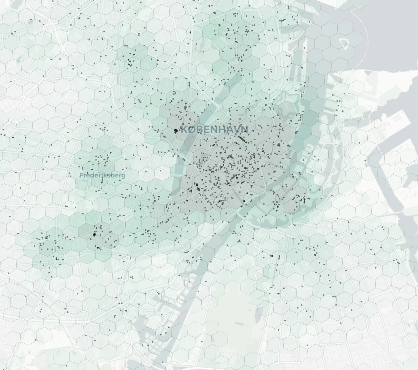 Copenhagen Cafes & Culture heatmap -- neighborhood scores
