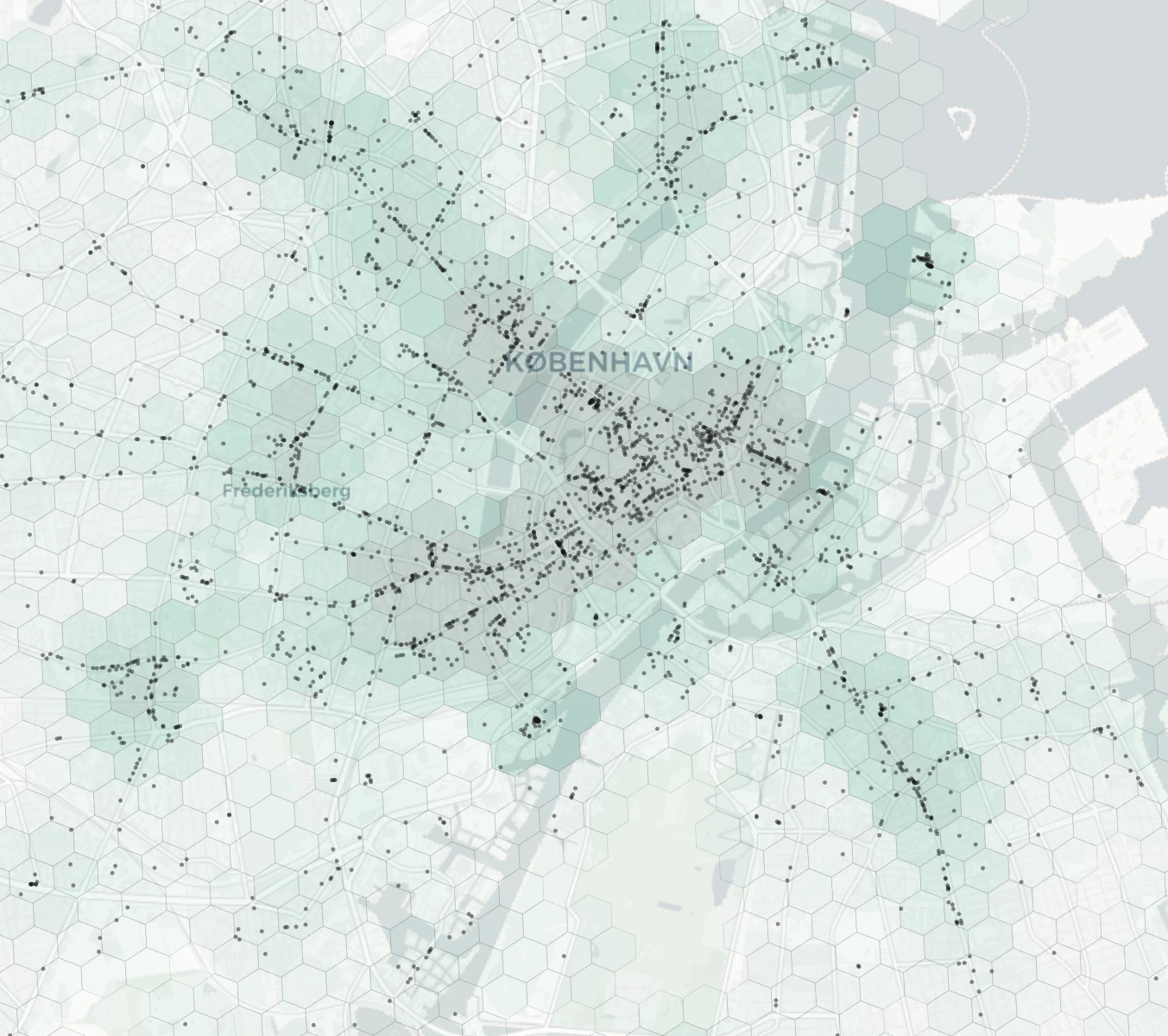 Copenhagen Dining heatmap -- neighborhood scores