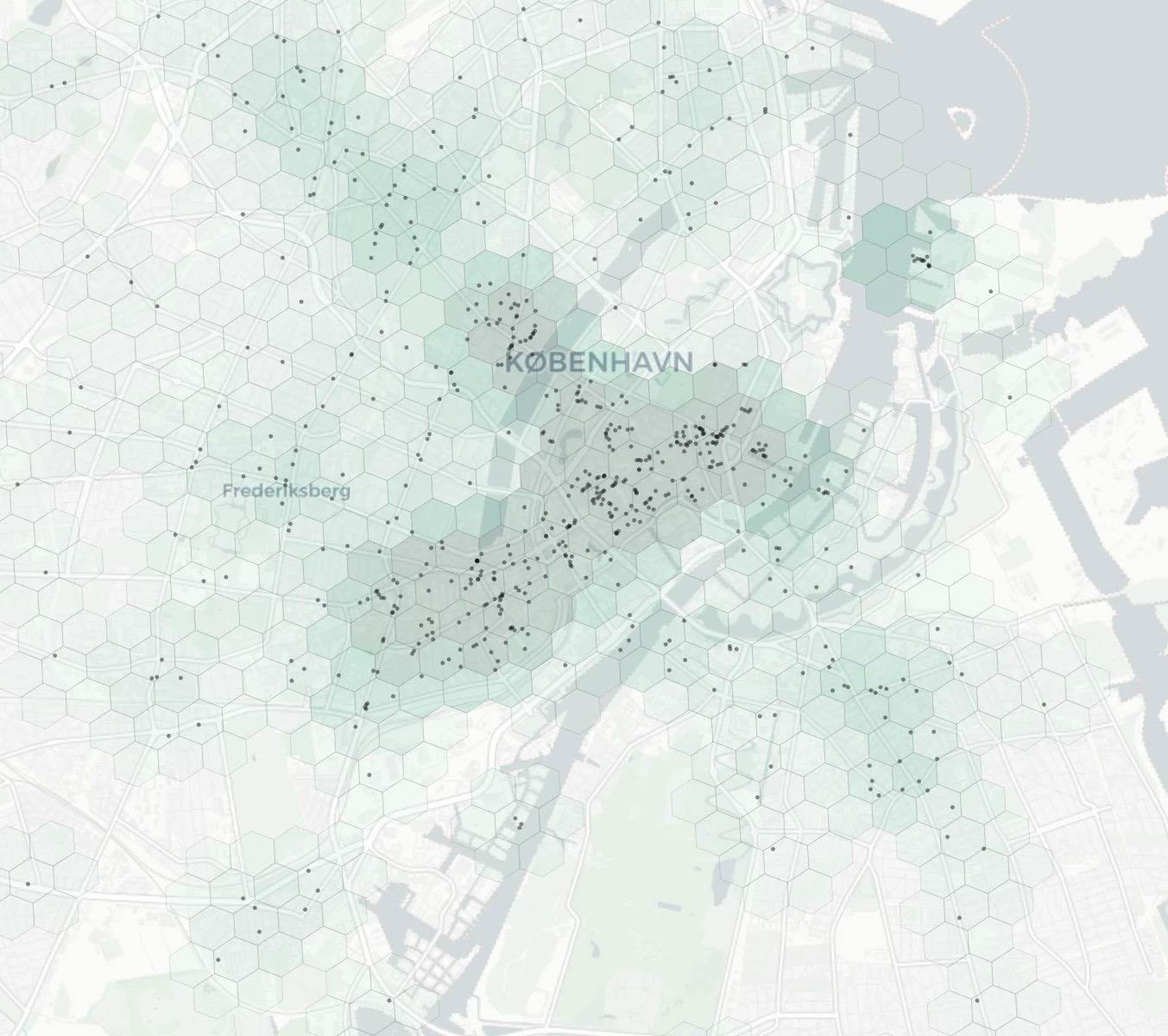 Copenhagen Nightlife heatmap -- neighborhood scores