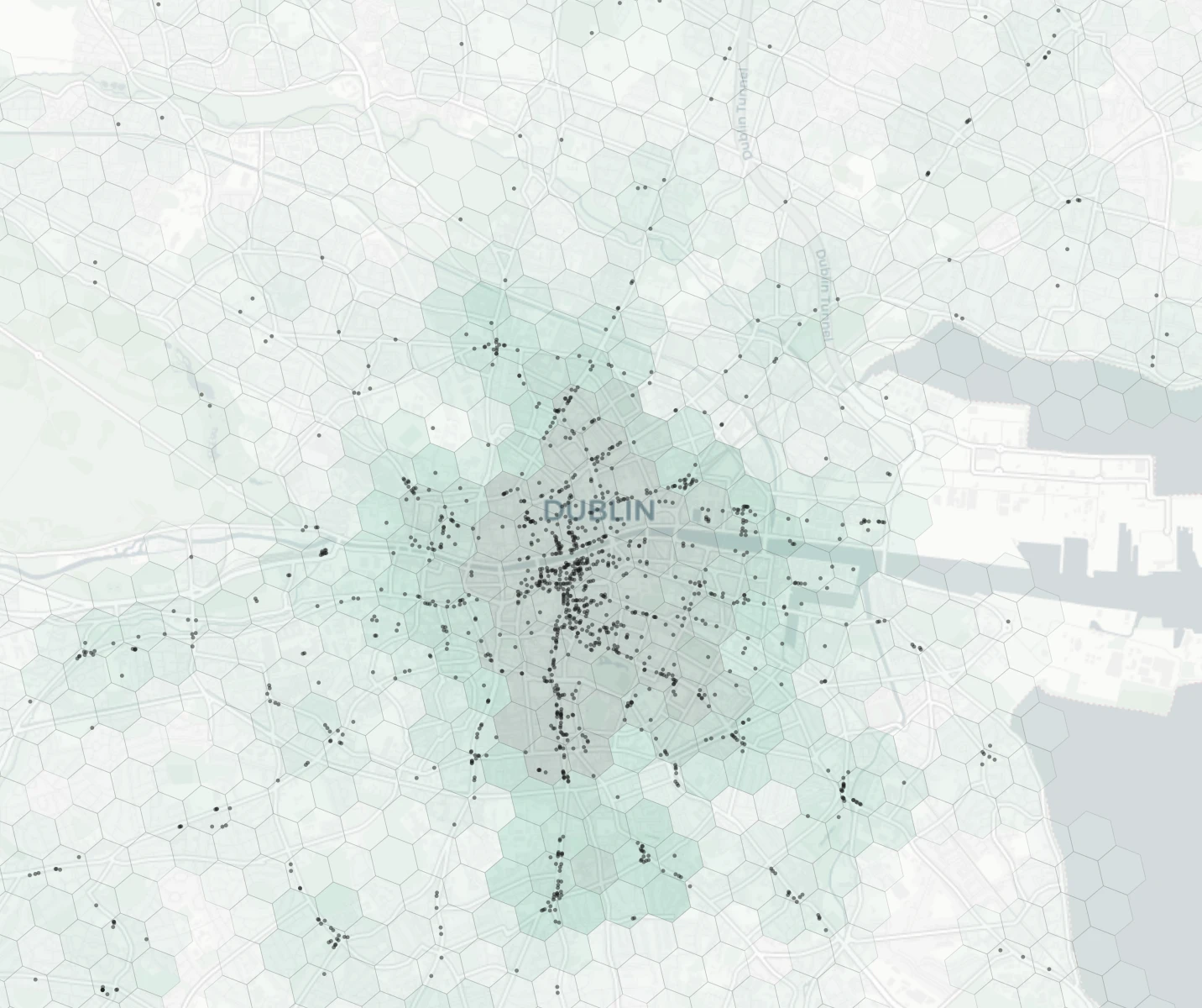 Dublin Dining heatmap -- neighborhood scores