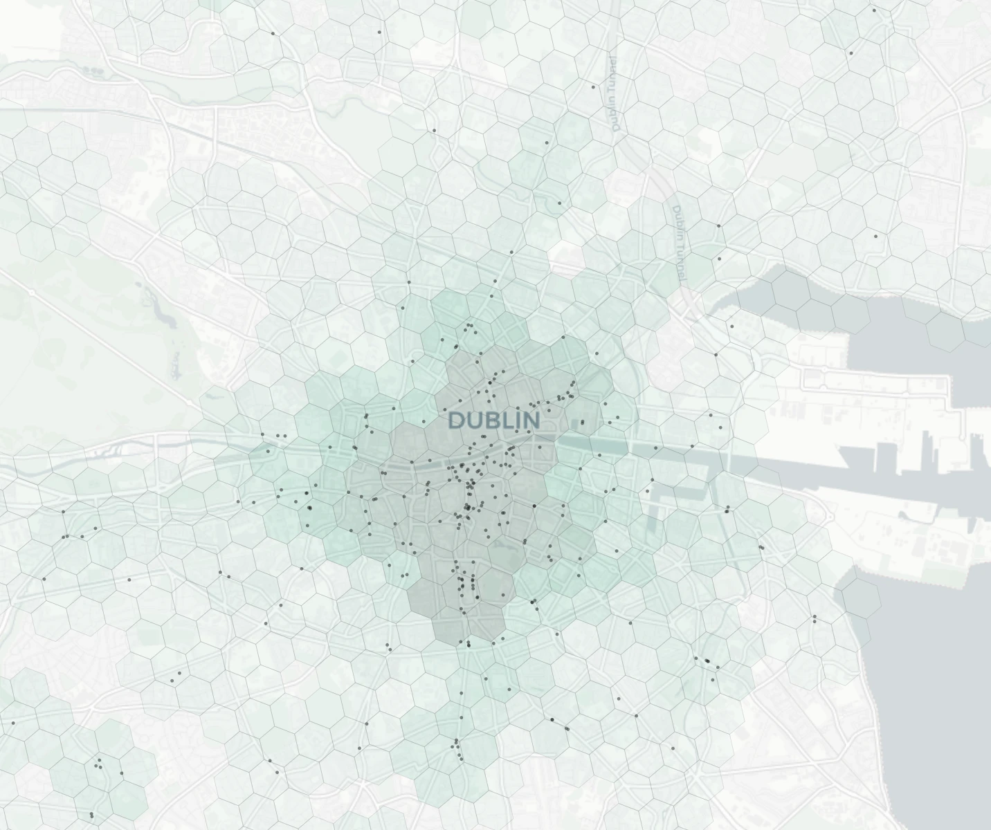 Dublin Nightlife heatmap -- neighborhood scores