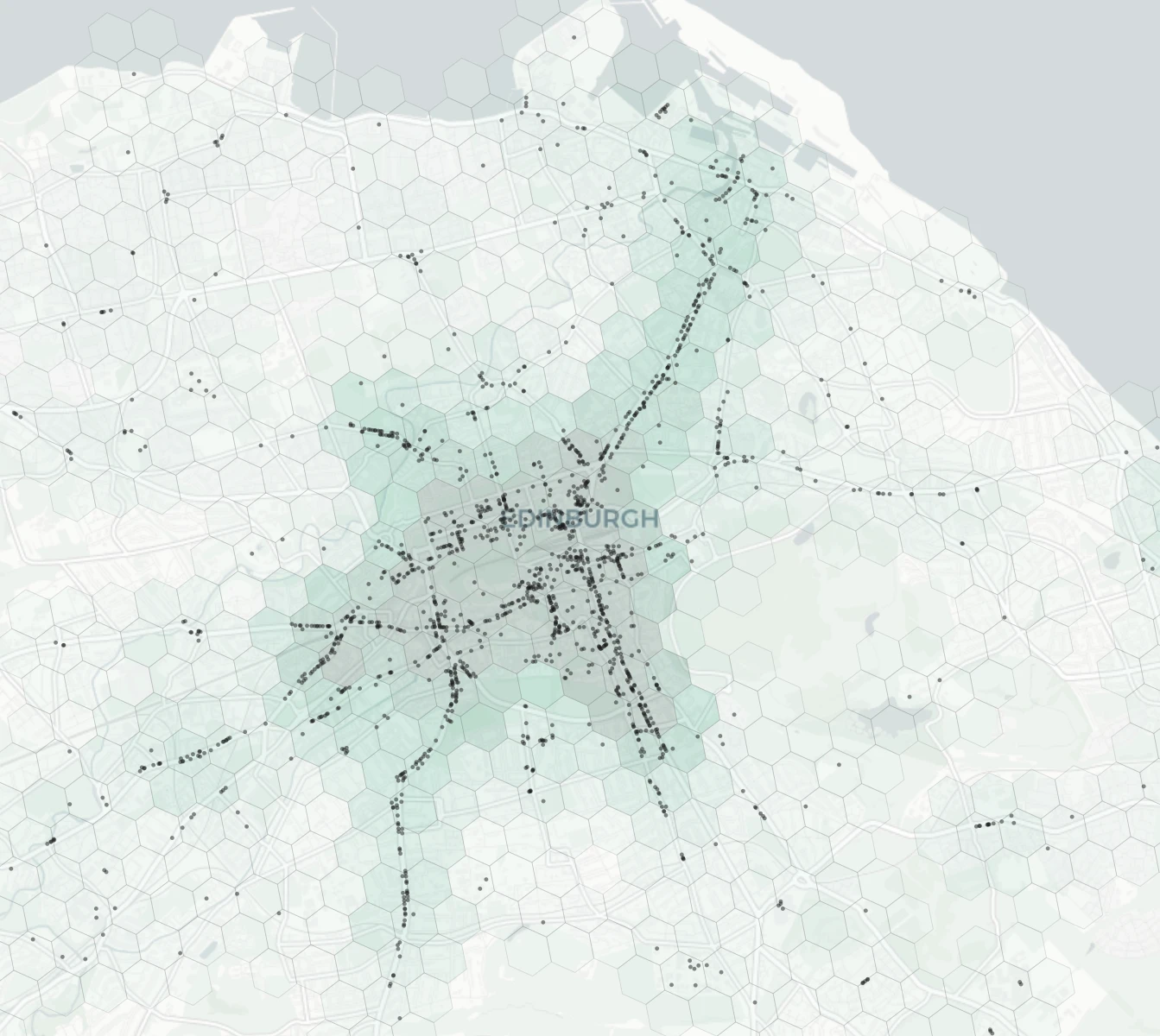 Edinburgh Dining heatmap -- neighborhood scores