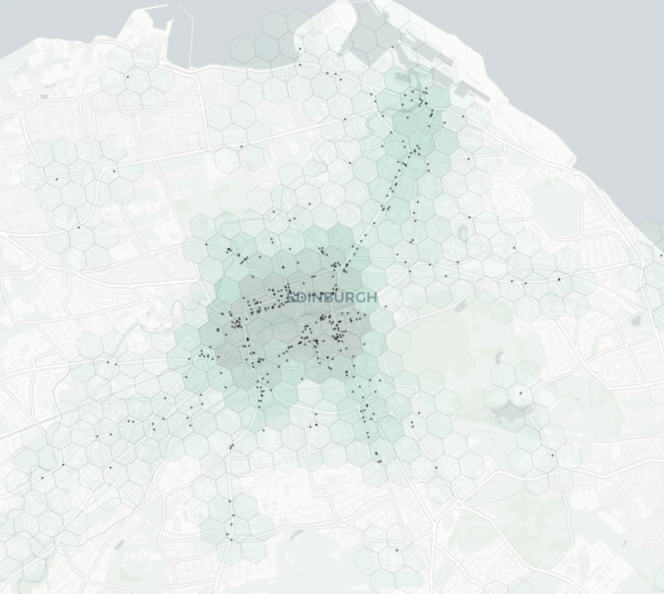 Edinburgh Nightlife heatmap -- neighborhood scores