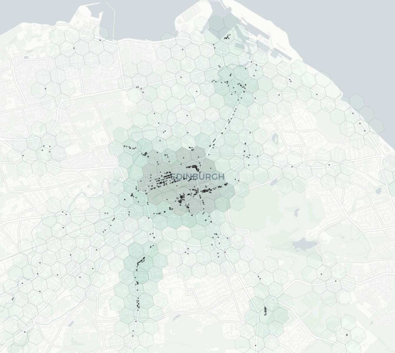 Edinburgh Shopping heatmap -- neighborhood scores