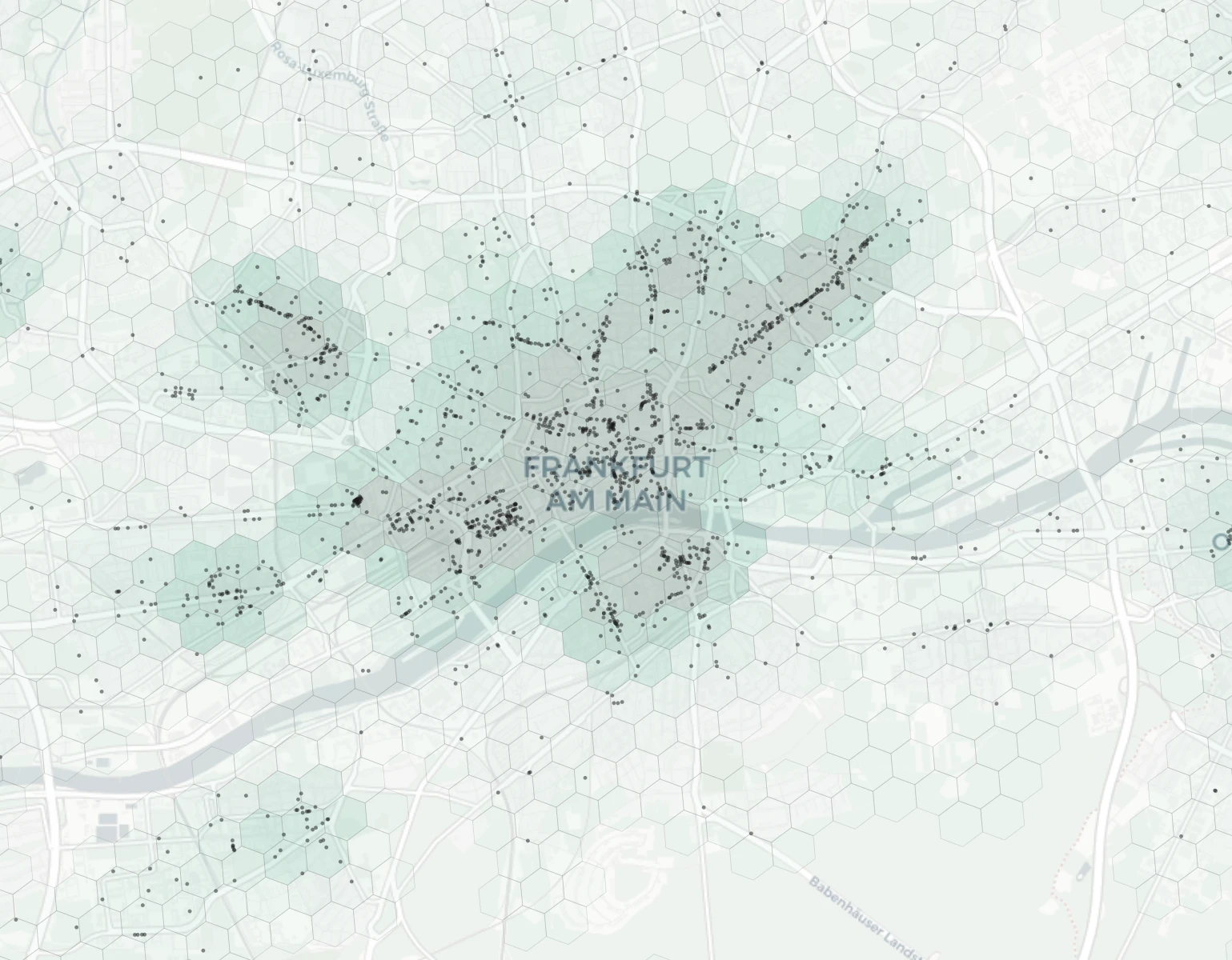 Frankfurt Dining heatmap -- neighborhood scores