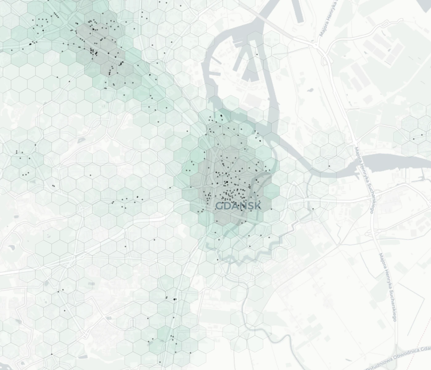 Gdansk Cafes & Culture heatmap -- neighborhood scores