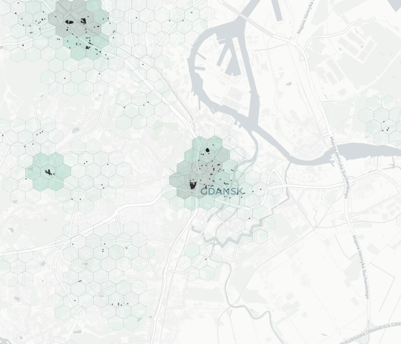 Gdansk Shopping heatmap -- neighborhood scores