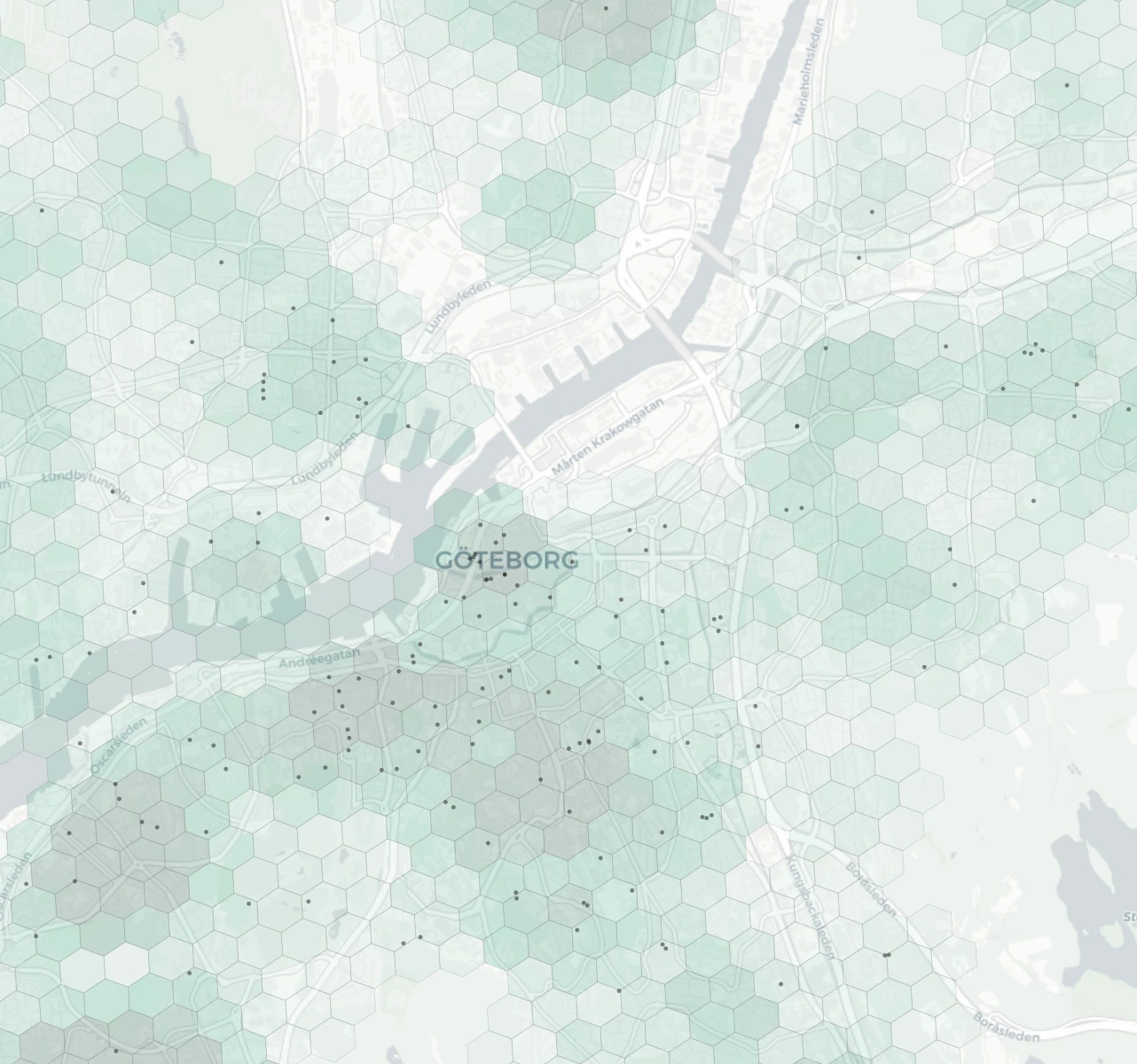 Gothenburg Family heatmap -- neighborhood scores