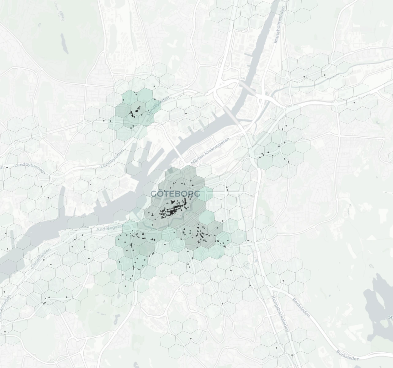 Gothenburg Shopping heatmap -- neighborhood scores