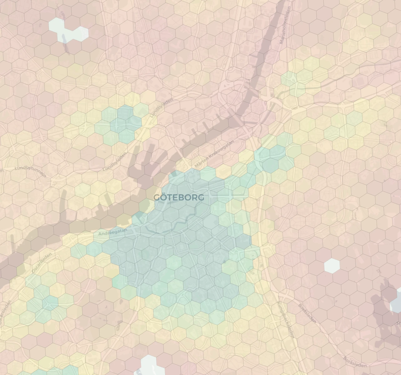 Gothenburg neighborhood livability heatmap