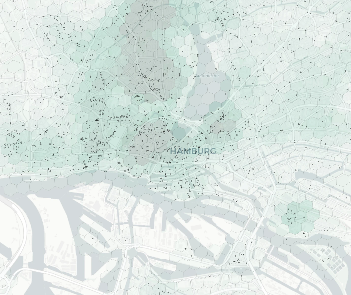 Hamburg Cafes & Culture heatmap -- neighborhood scores