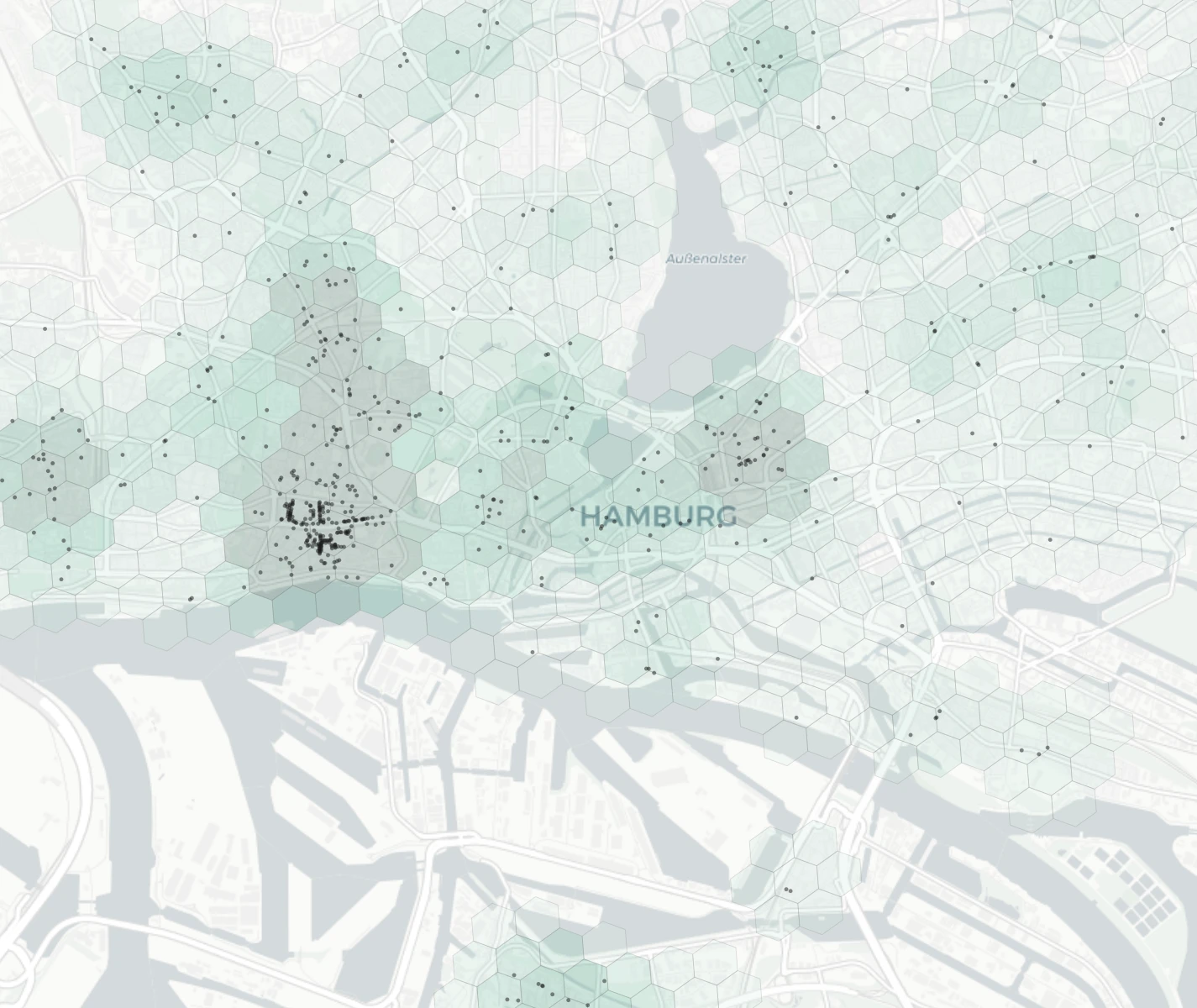 Hamburg Nightlife heatmap -- neighborhood scores