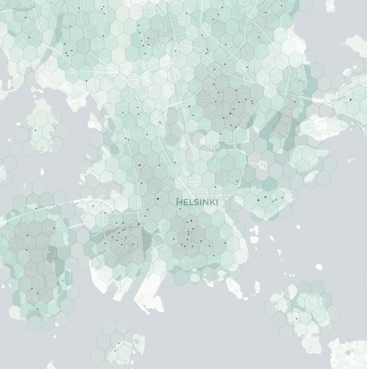 Helsinki Family heatmap -- neighborhood scores