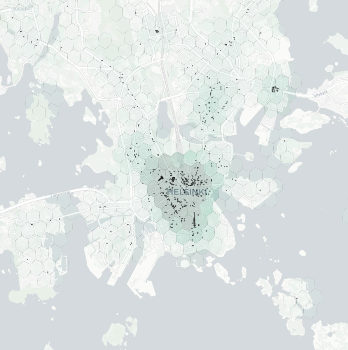 Helsinki Shopping heatmap -- neighborhood scores
