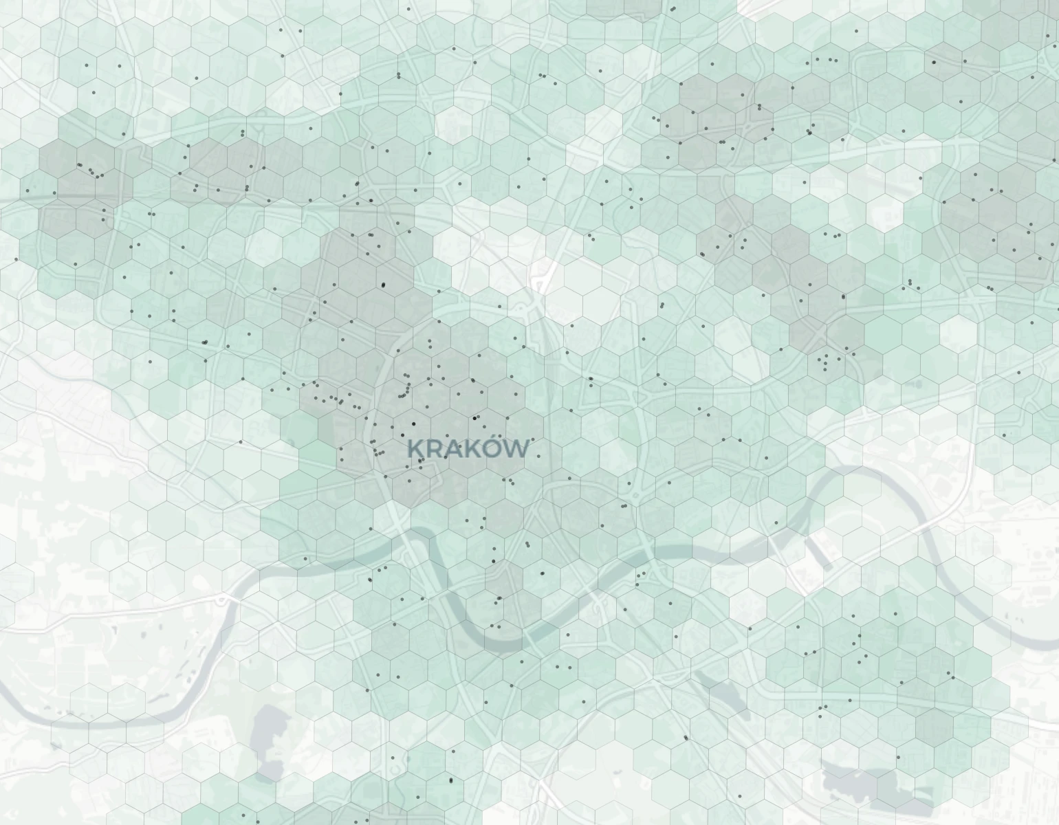 Krakow Family heatmap -- neighborhood scores