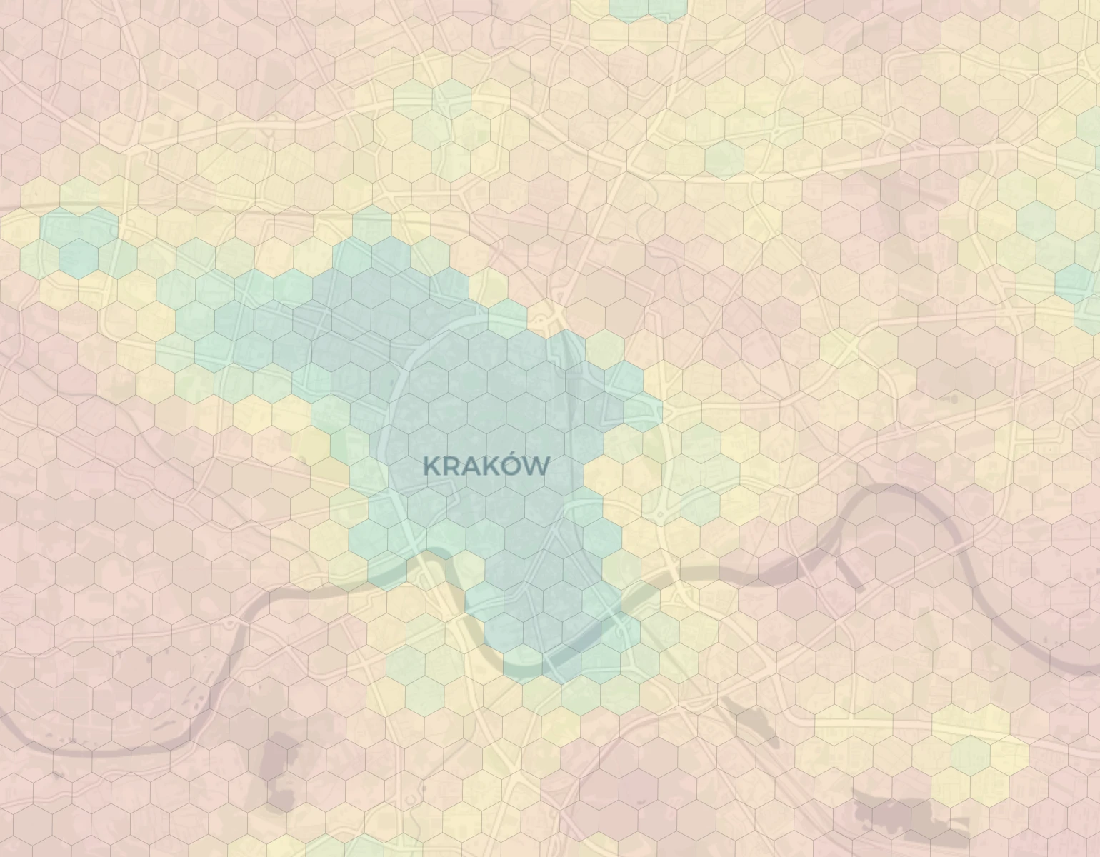 Krakow neighborhood livability heatmap