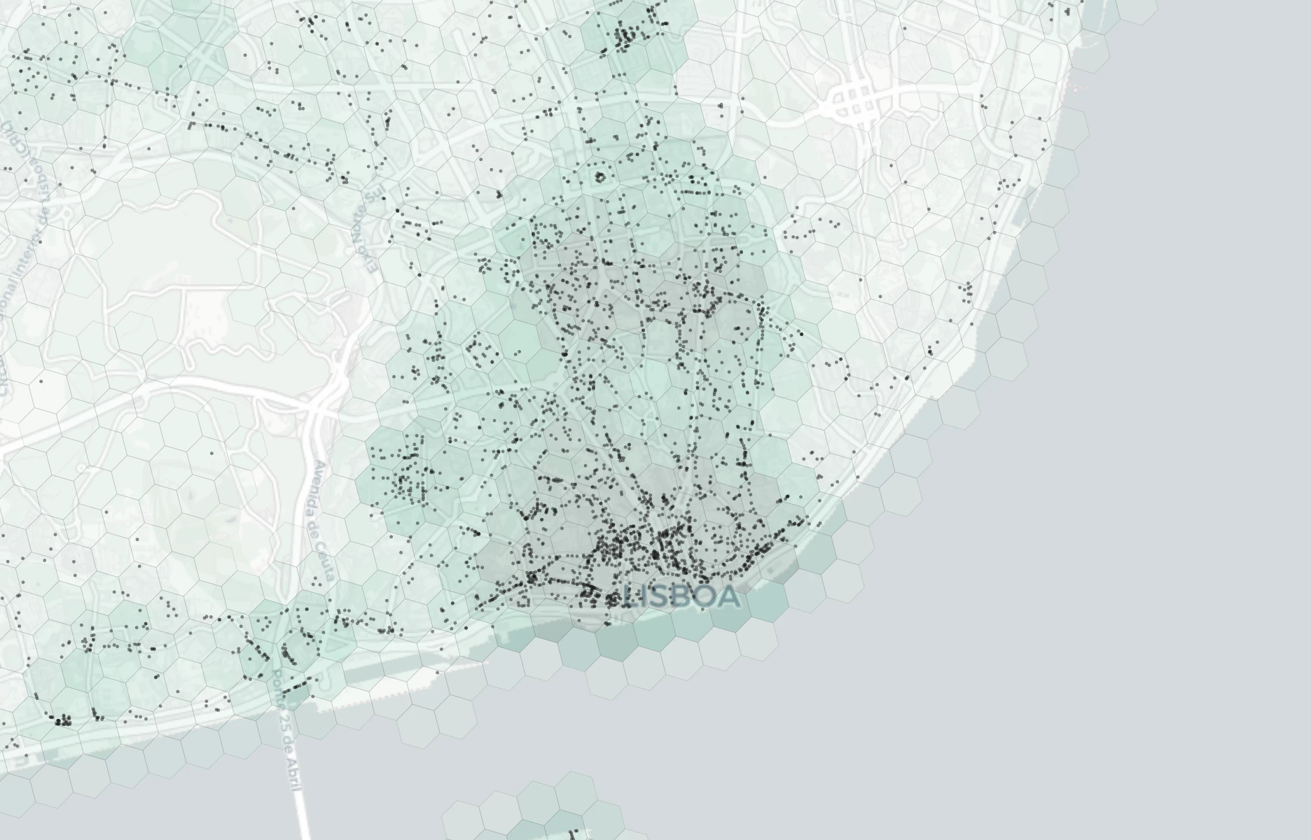 Lisbon Dining heatmap -- neighborhood scores