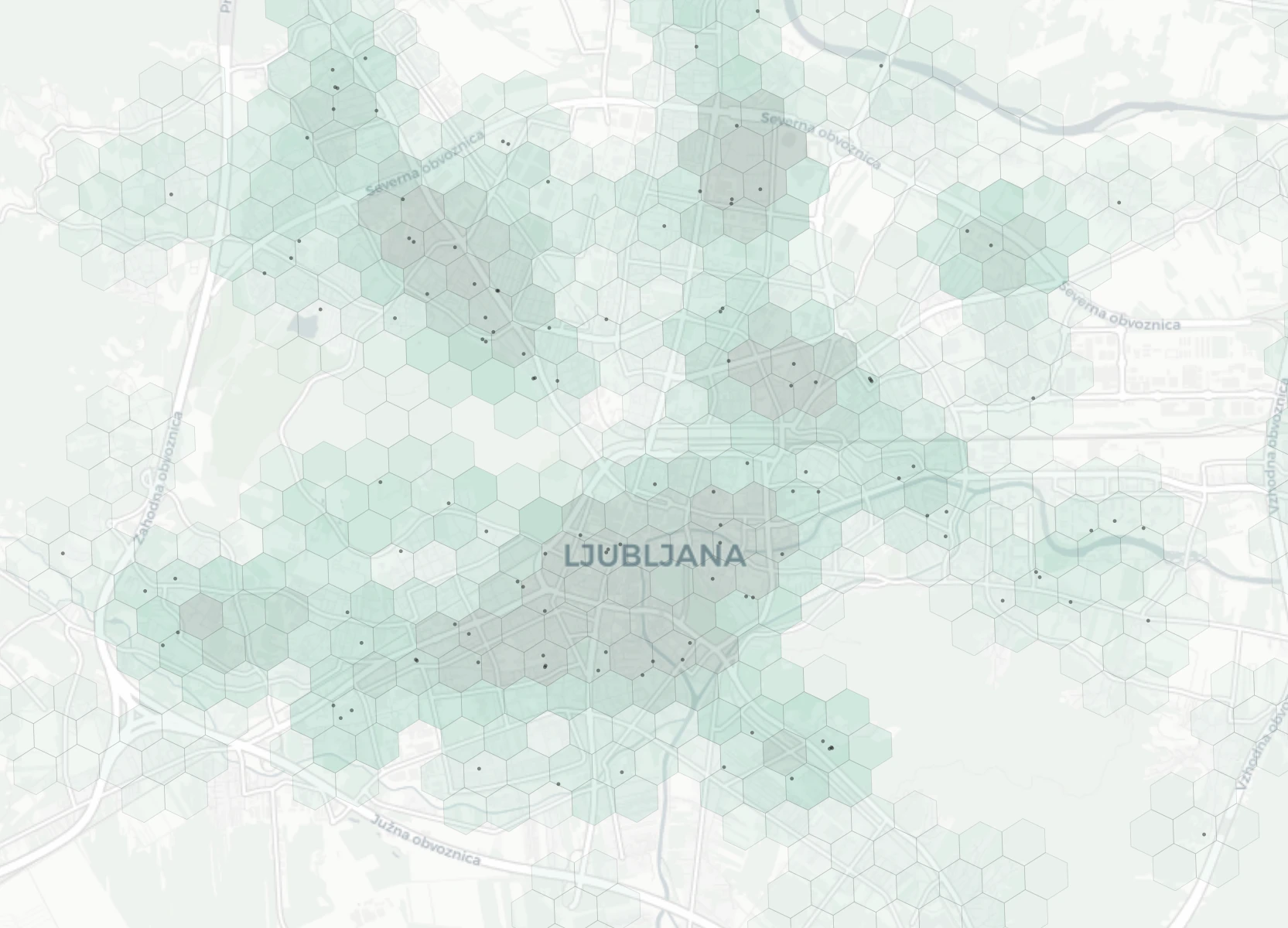 Ljubljana Family heatmap -- neighborhood scores