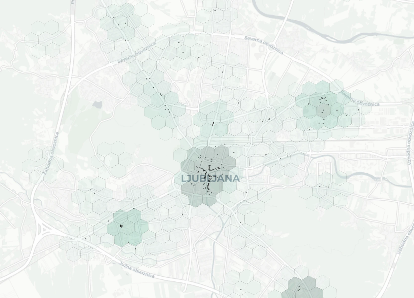 Ljubljana Shopping heatmap -- neighborhood scores