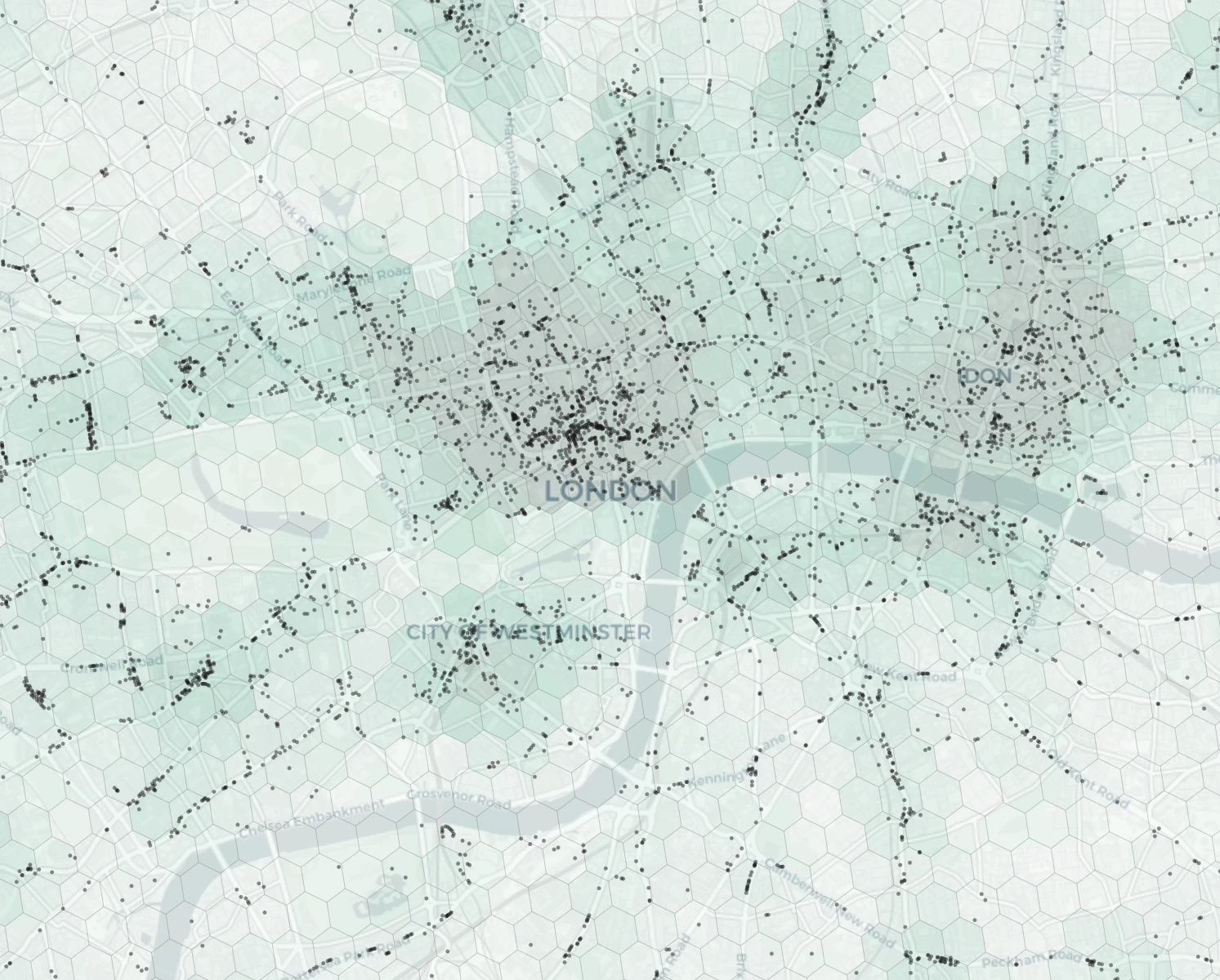 London Dining heatmap -- neighborhood scores