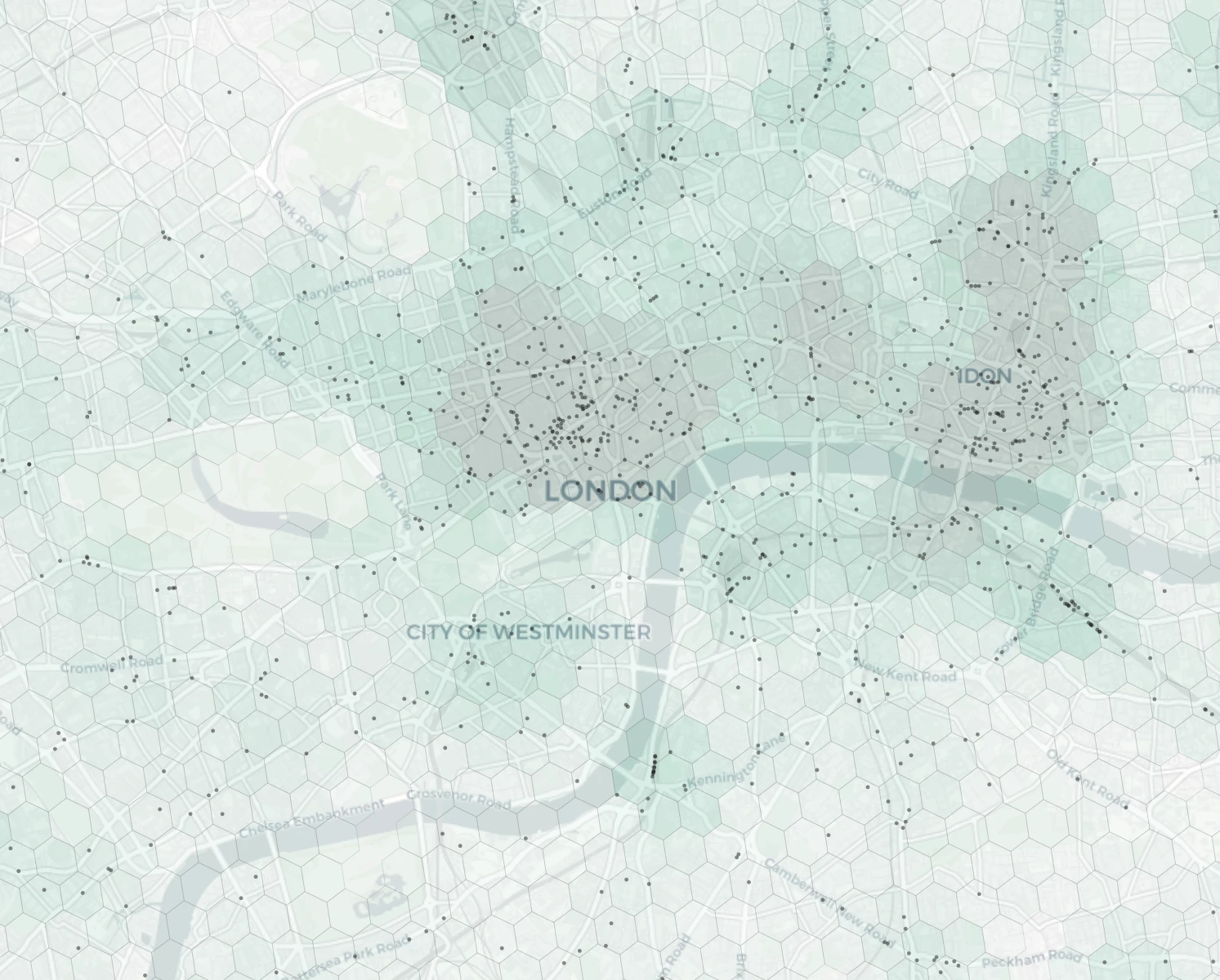 London Nightlife heatmap -- neighborhood scores