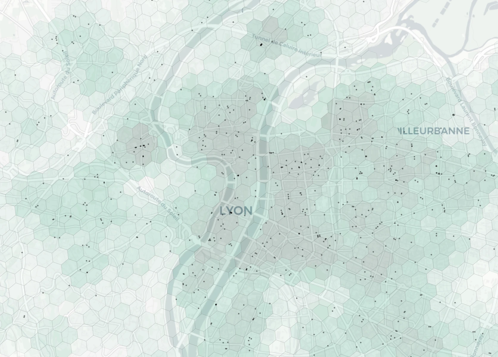 Lyon Family heatmap -- neighborhood scores