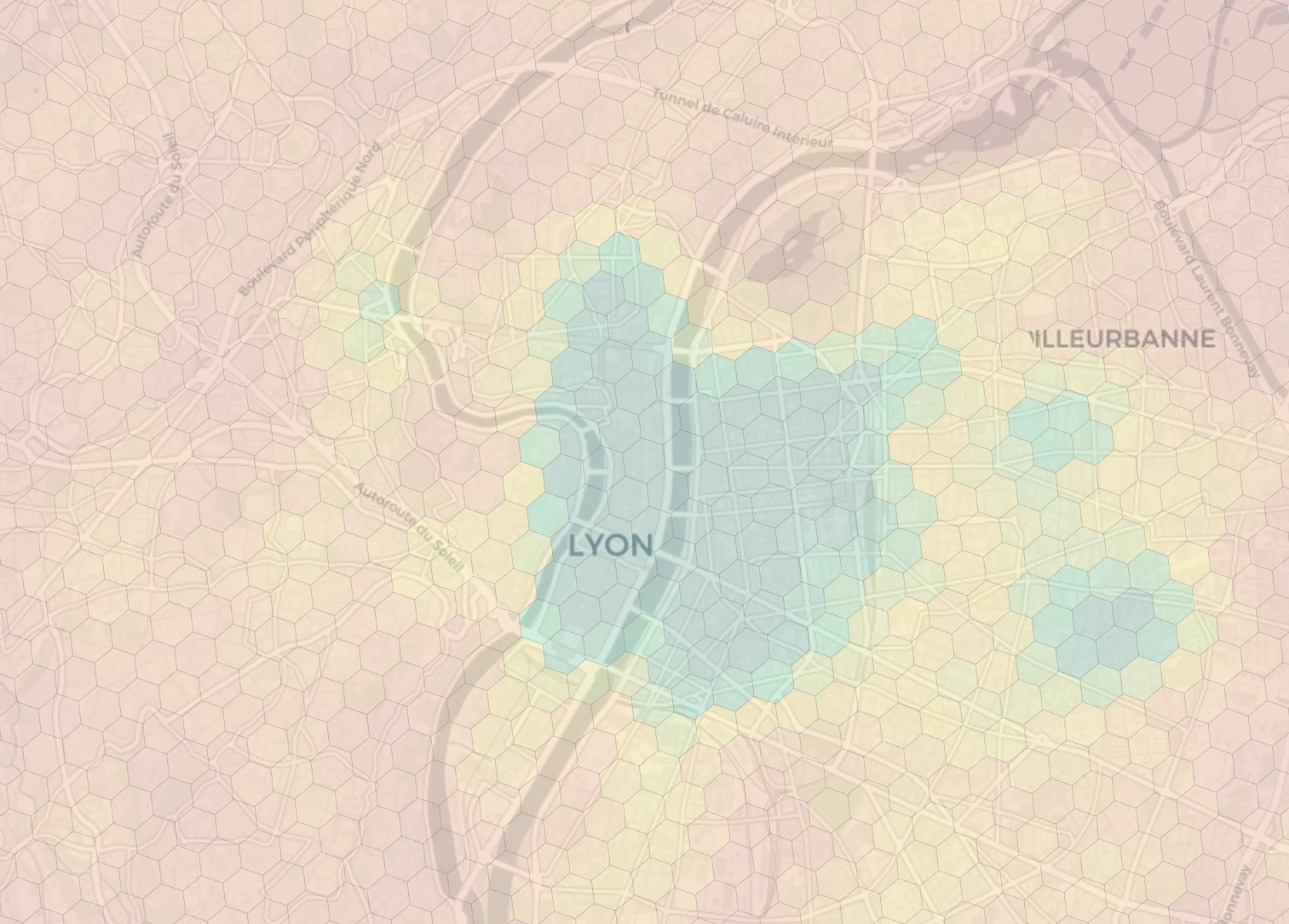 Lyon neighborhood livability heatmap