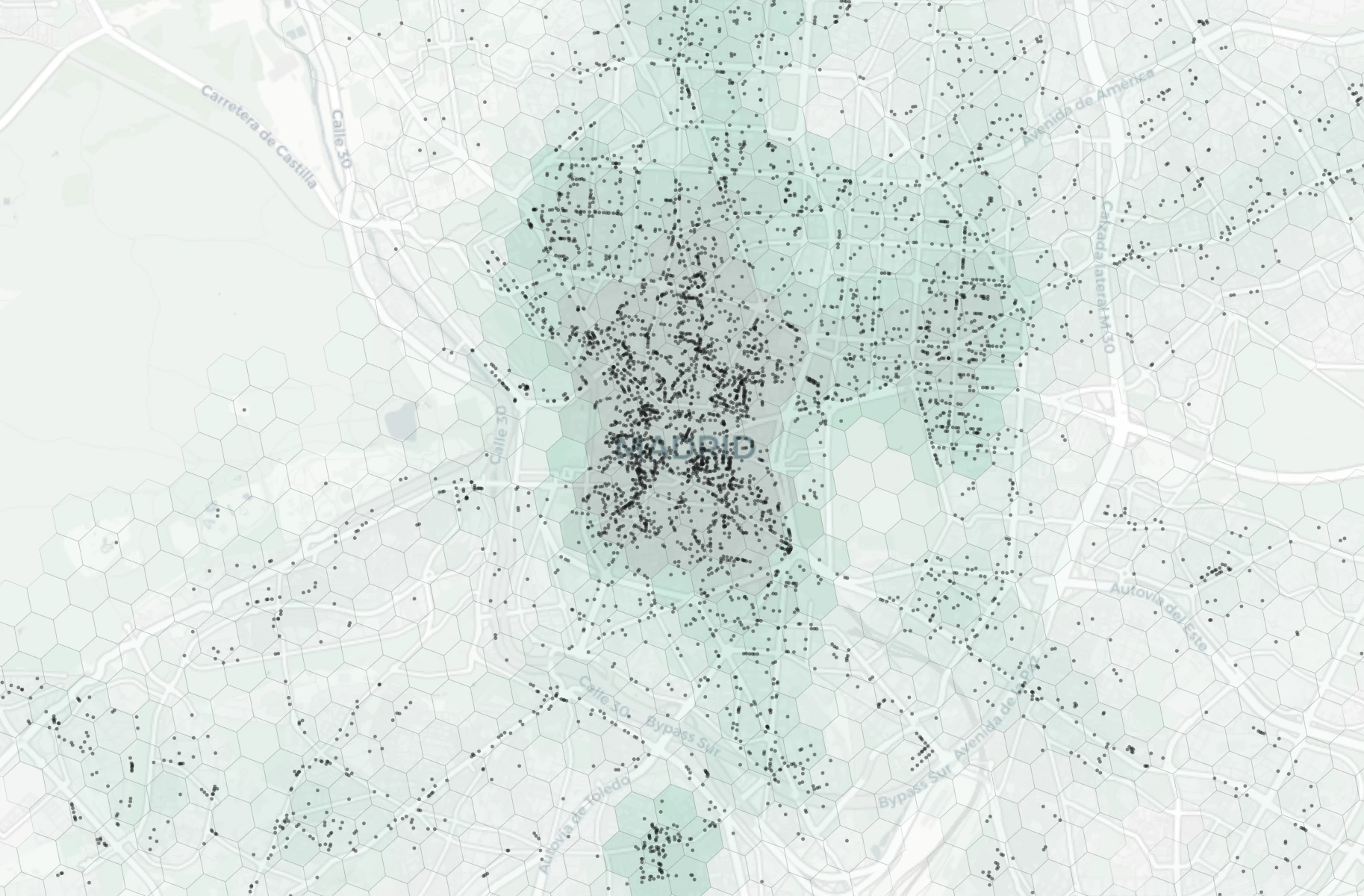 Madrid Dining heatmap -- neighborhood scores